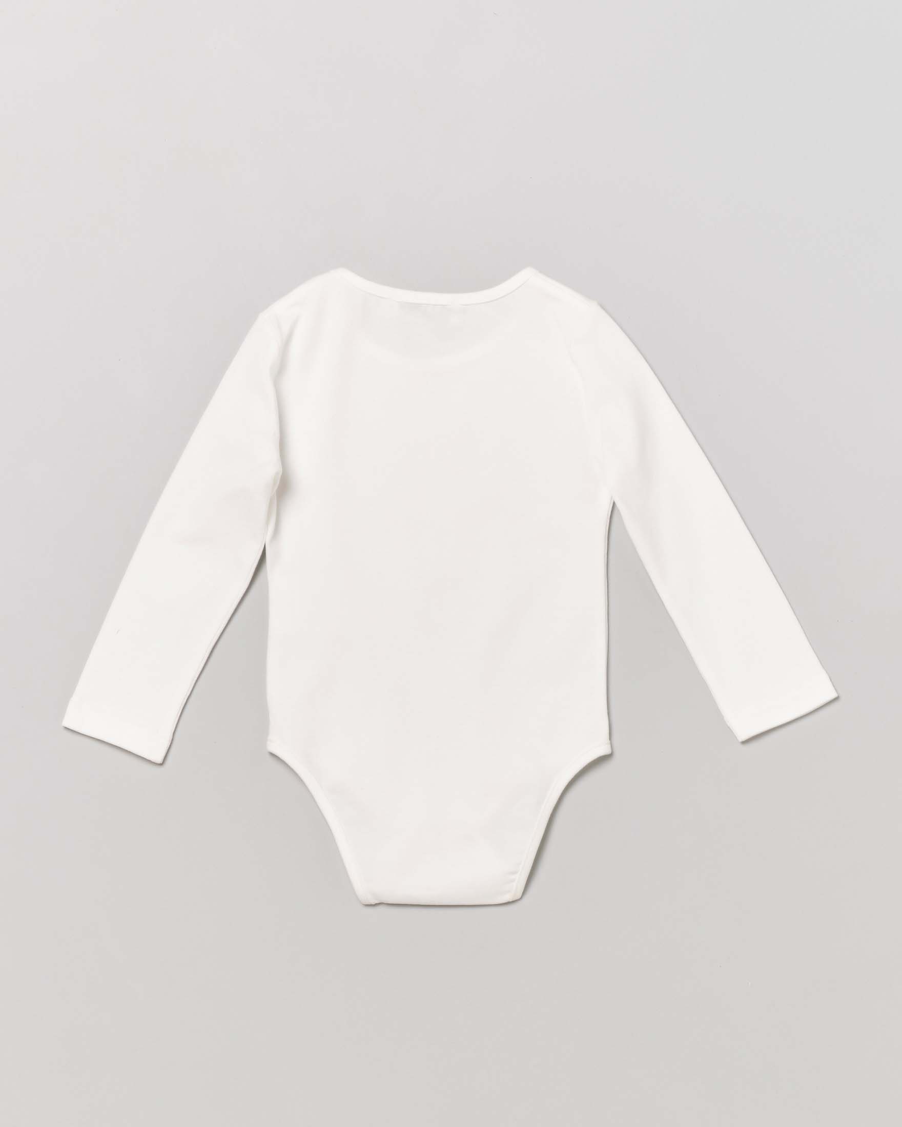 Body avorio in jersey con scollo a giro e maniche lunghe 9-18 mesi