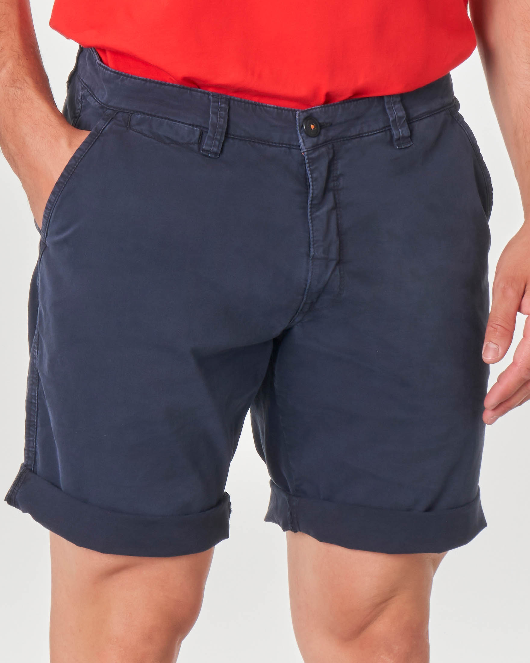 Bermuda chino blu in cotone stretch