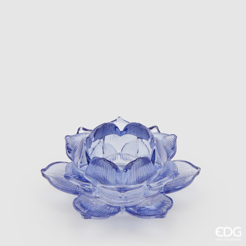 Portacandela in Vetro a Fiore Lotus Glicine d.10 h.4 Edg