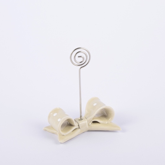 Segnaposto Fiocco in Porcellana Beige 7x4x8h