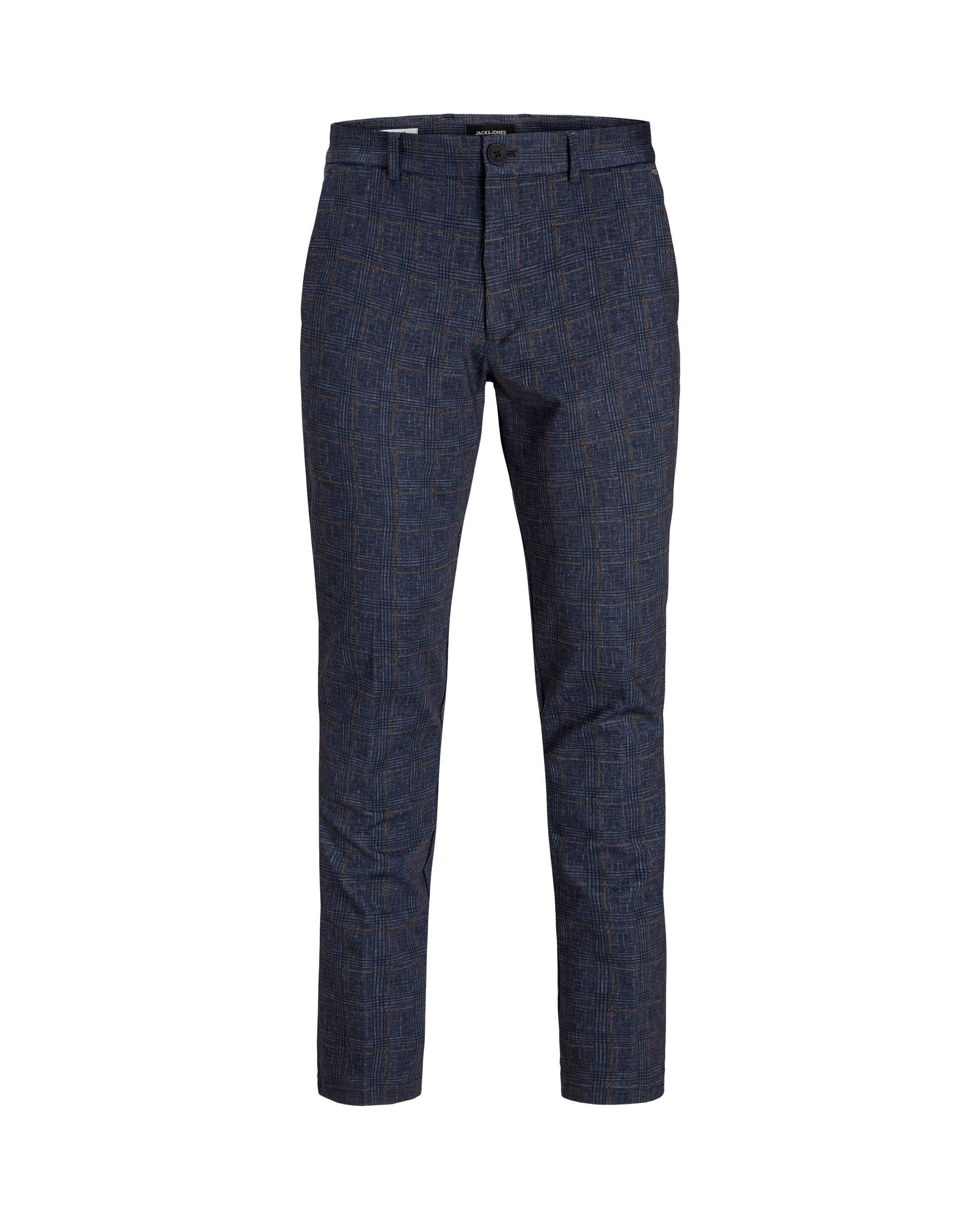Pantalone chino blu in jersey a quadri scozzesi