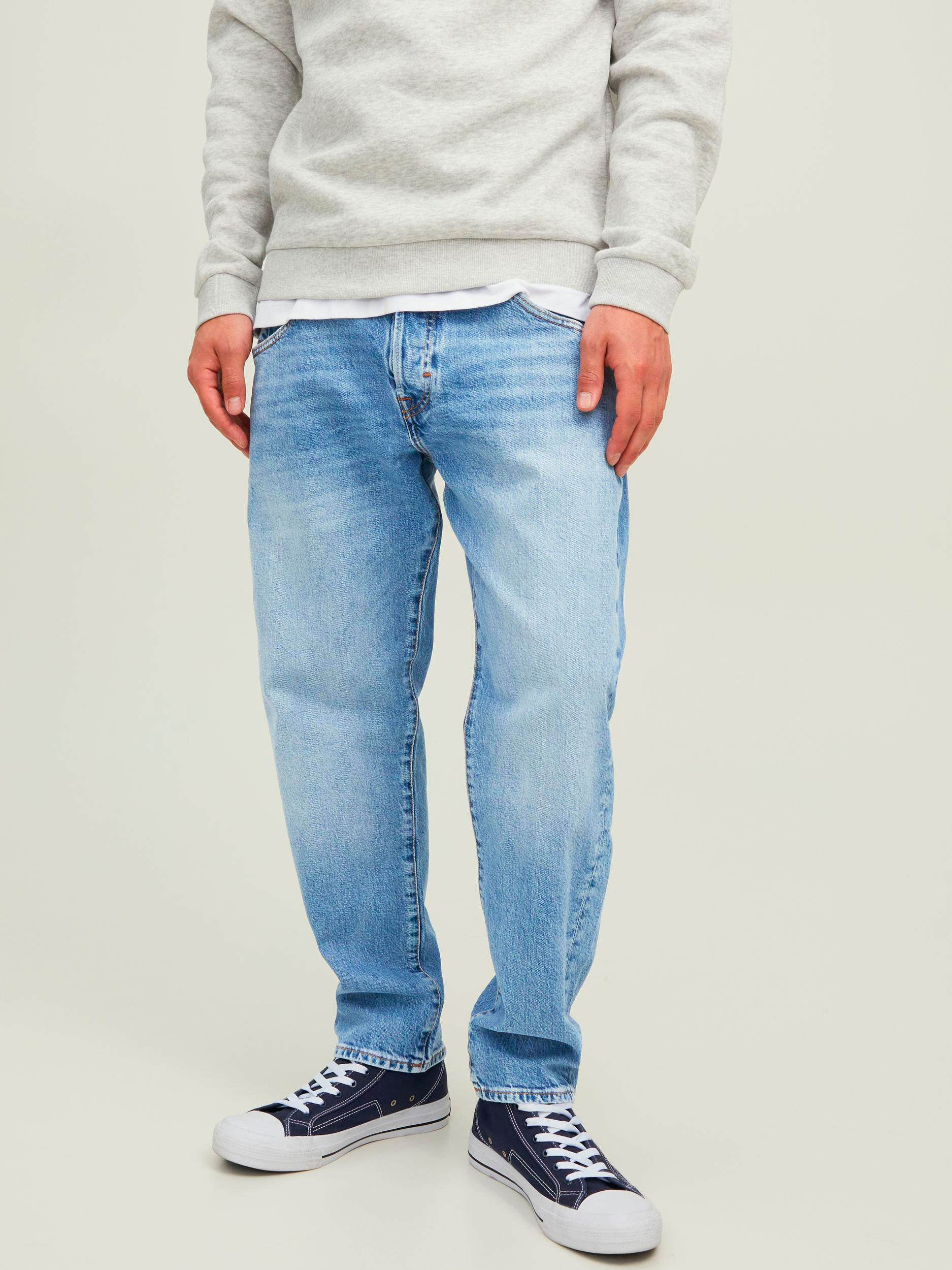 Jeans Frank wide fit cropped in cotone stretch lavaggio chiaro bleach