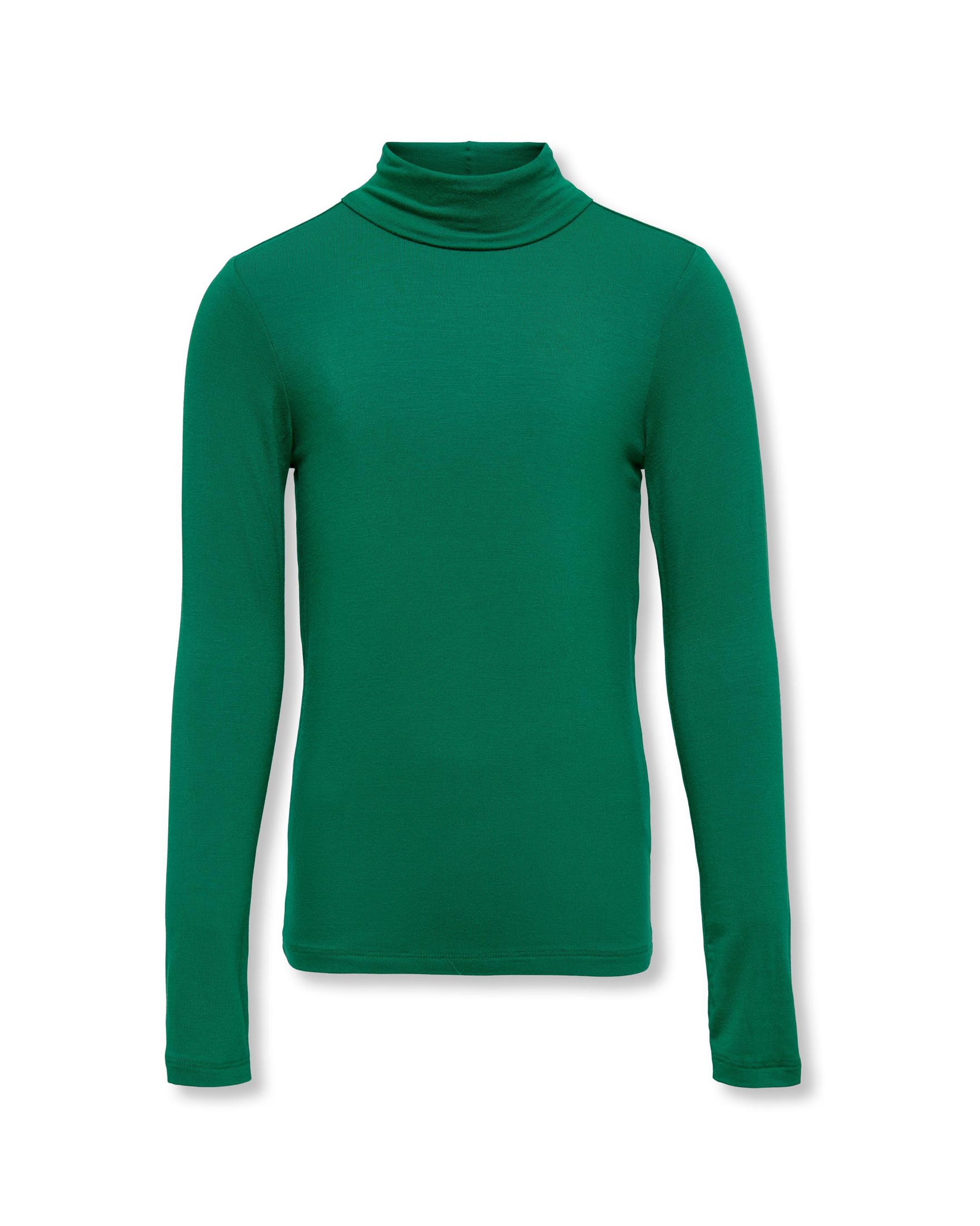 T-shirt lupetto verde a maniche lunghe in viscosa stretch 8-14 anni