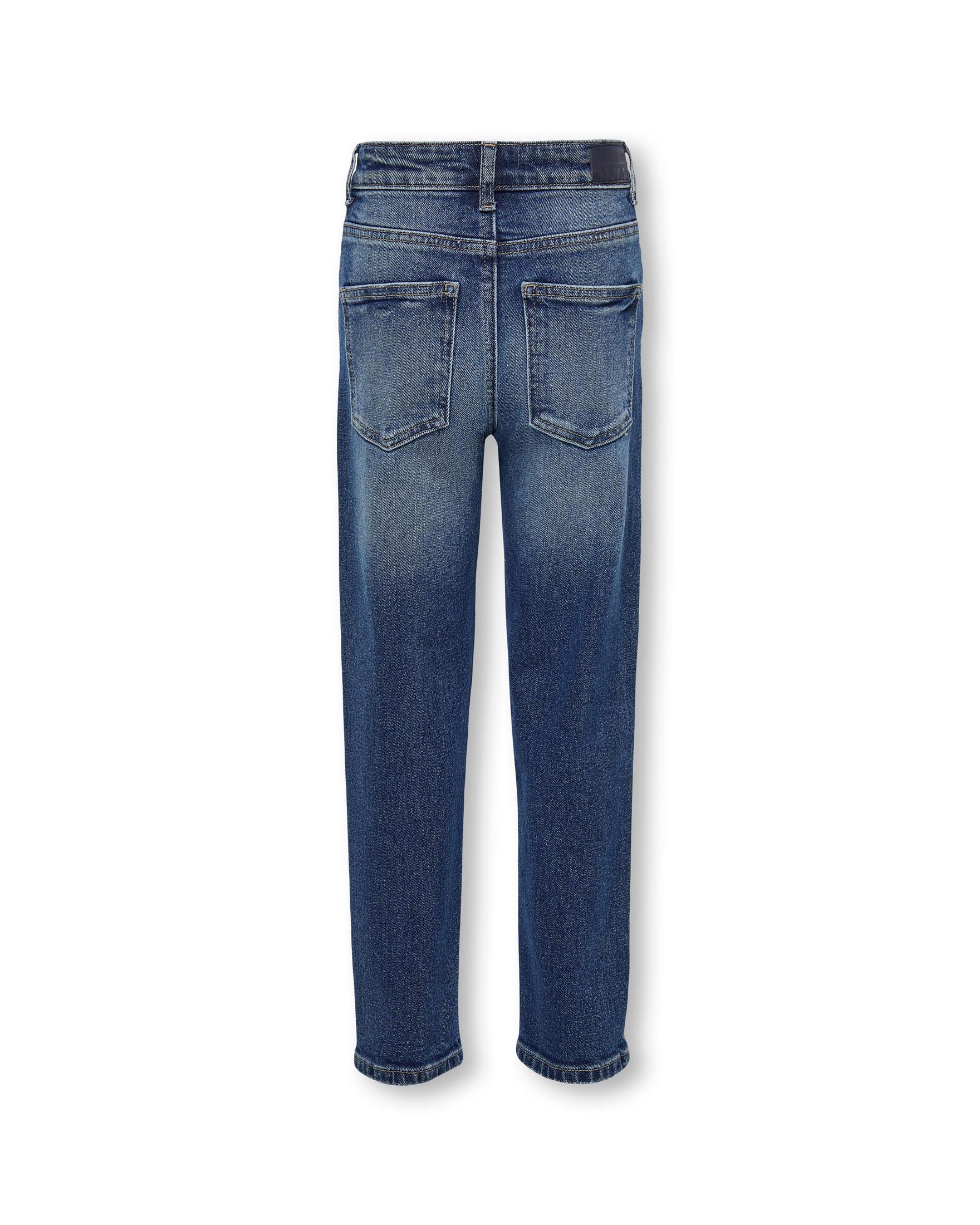Jeans blu scuro stone washed con abrasioni 10-14 anni