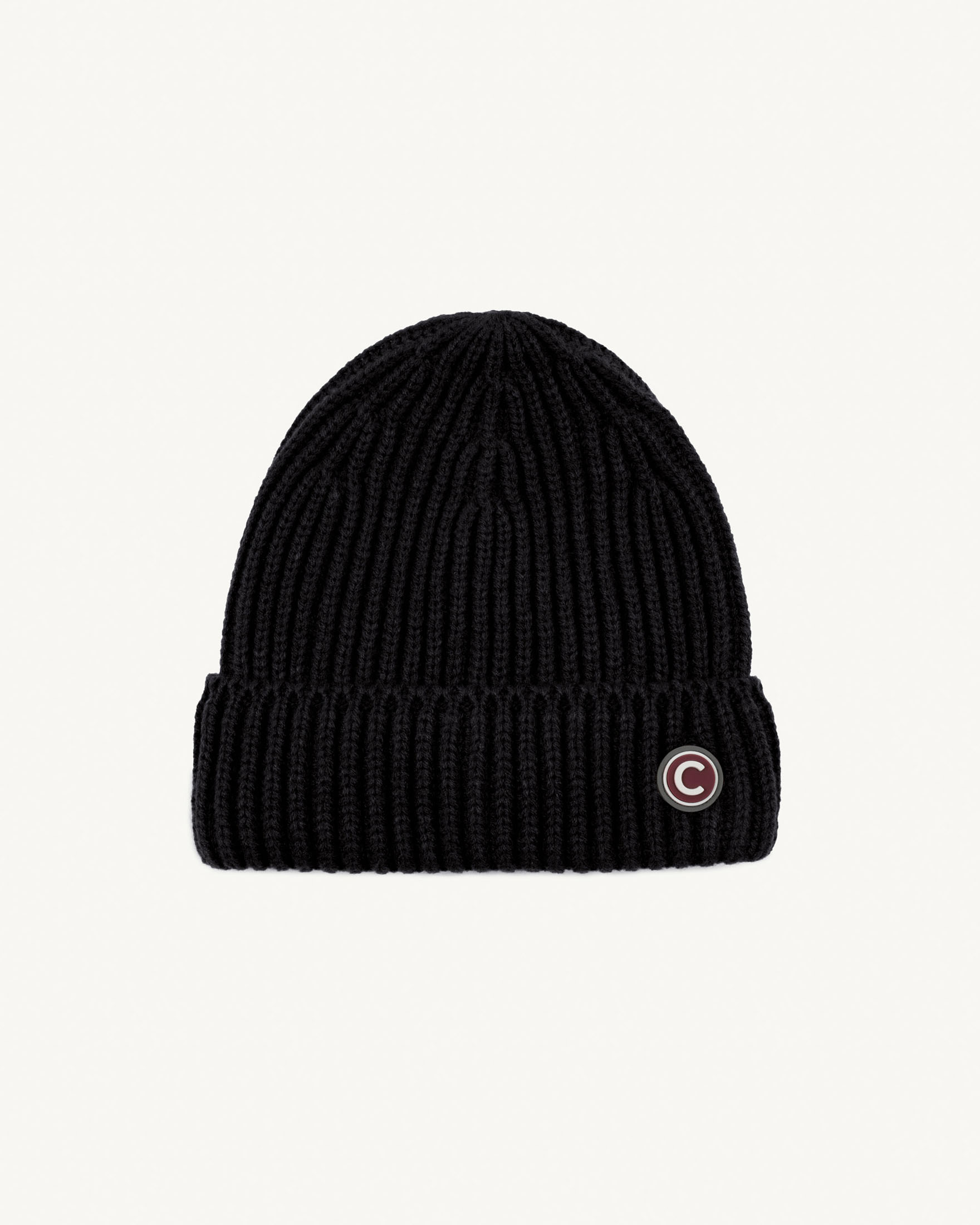 Berretto Colmar Originals nero in maglia a coste con risvolto e logo laterale
