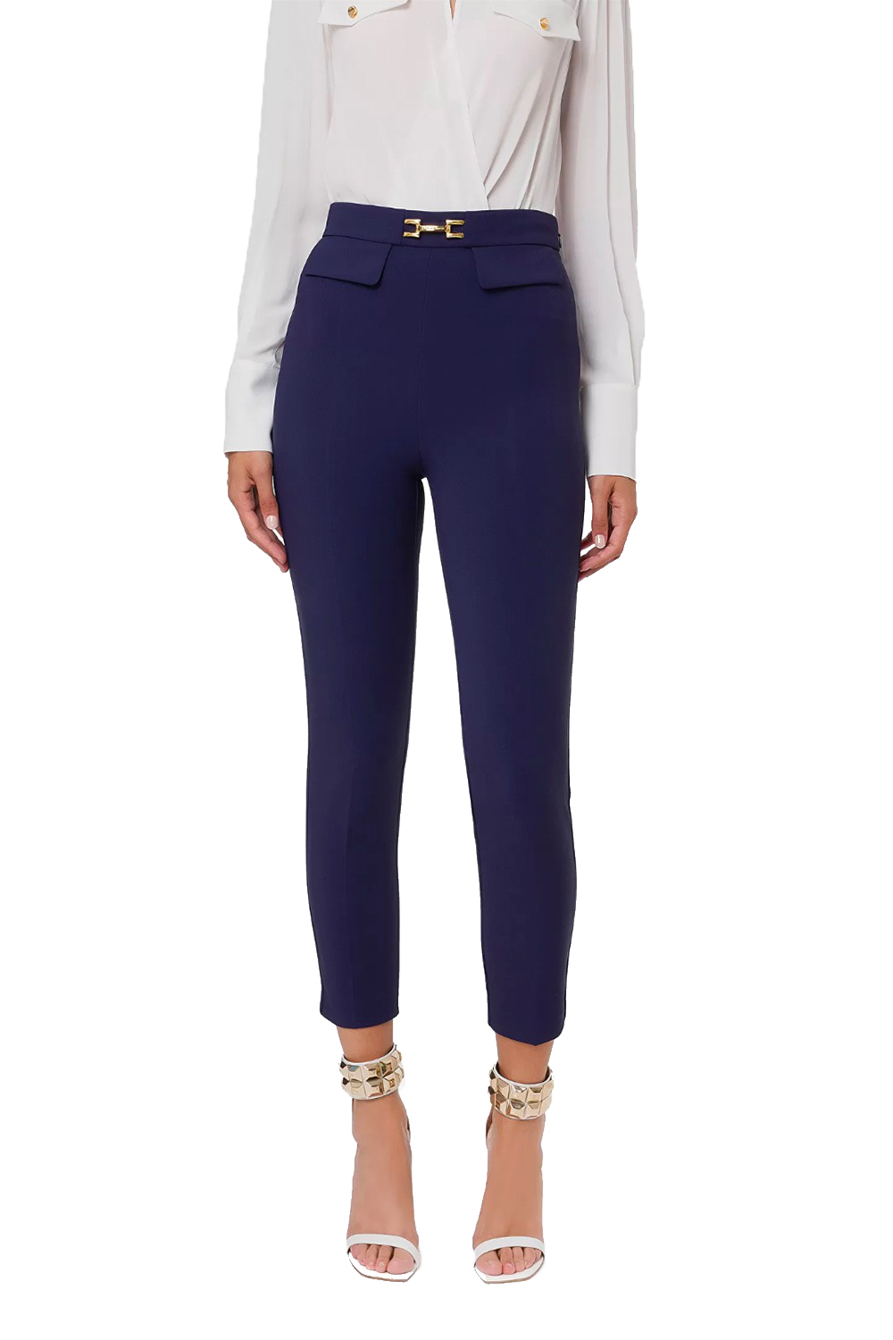 Pantalone Skinny con Patte e Accessorio Morsetto