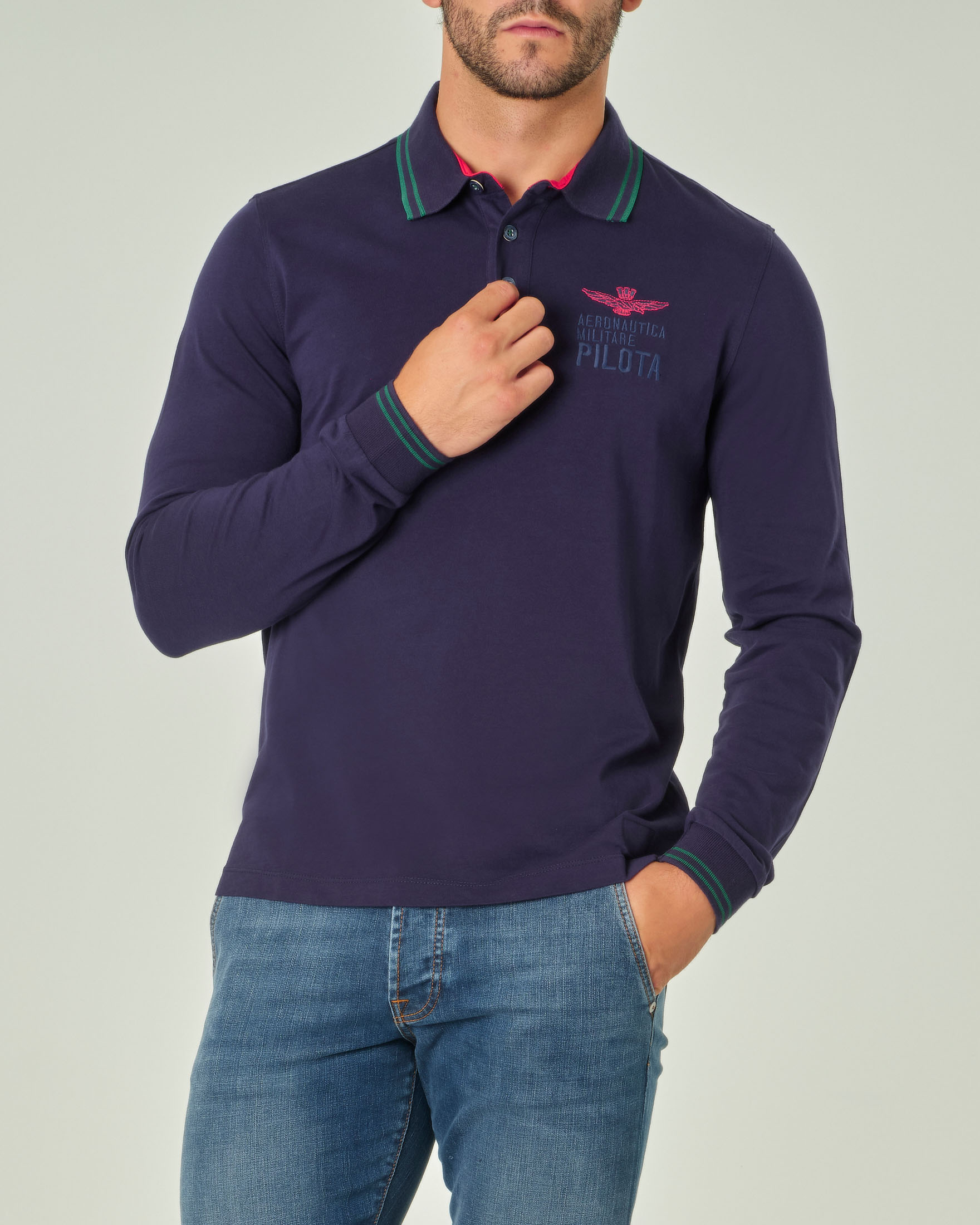 Polo uomo manica sale lunga aeronautica militare