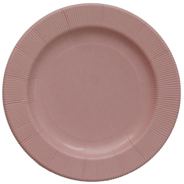 EX.TRA. PLASTIC FREE - 8 PIATTI GRANDI RIGHE Ø 27 ROSE POUDRE