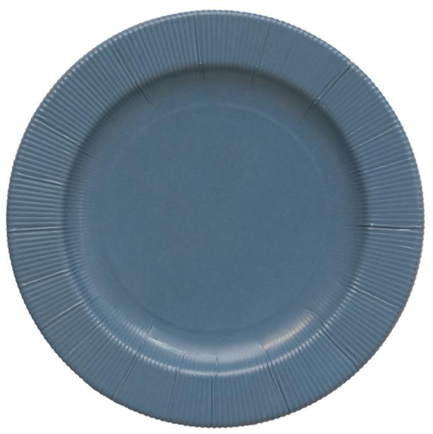 EX.TRA. PLASTIC FREE  - 8 PIATTI PICCOLI RIGHE Ø 21 BLEU CANARD
