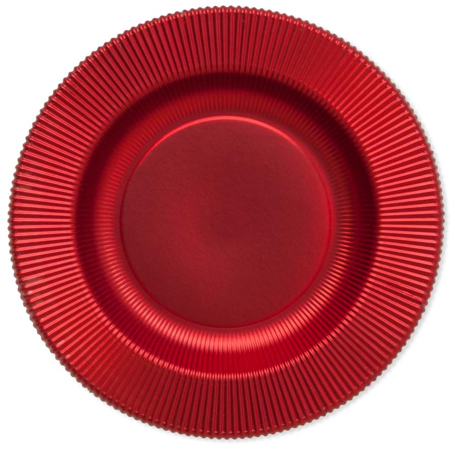 8 PIATTI FONDI RIGHE Ø 25,5 ROSSO SATINATO 