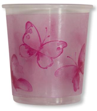 8 BICCHIERE PPL CC 250 FARFALLE  ROSA PINK