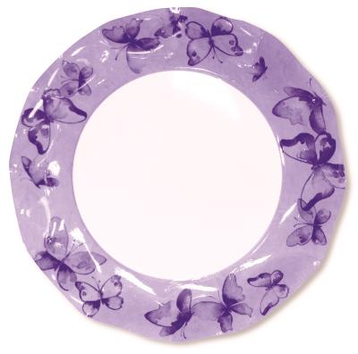 8 PIATTI GRANDI Ø 27 FARFALLE VIOLA