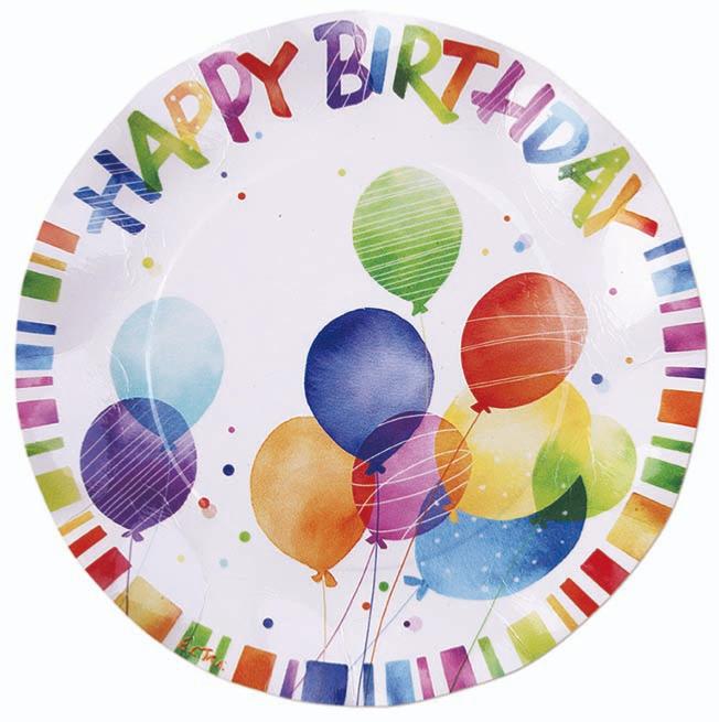 8 PIATTI GRANDI PETALO Ø 27 HAPPY BIRTHDAY 