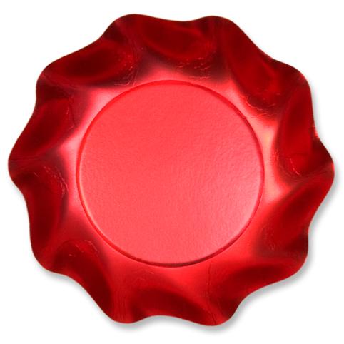 8 PIATTI COPPETTA PETALO Ø 18,5 ROSSO SATINATO