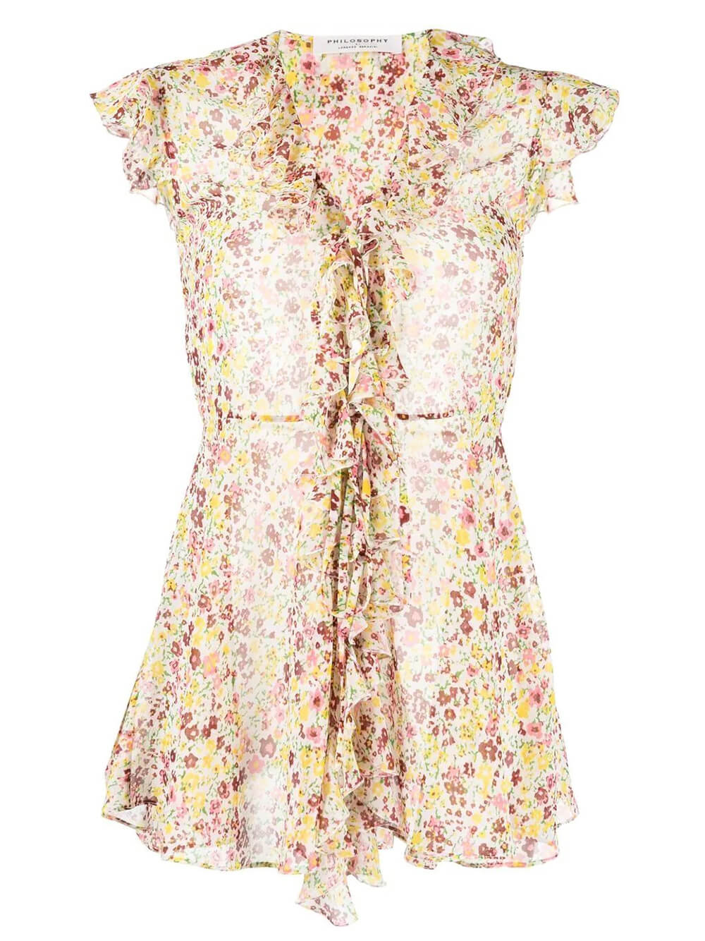 Blusa a fiori con ruches