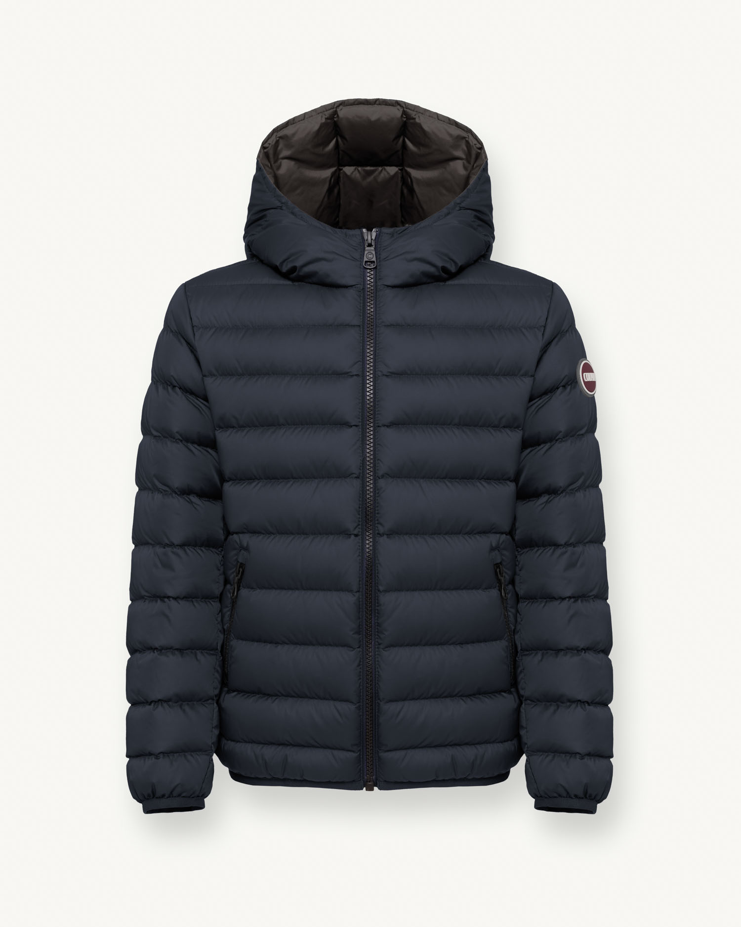 Piumino Colmar blu con cappuccio fisso in nylon opaco 