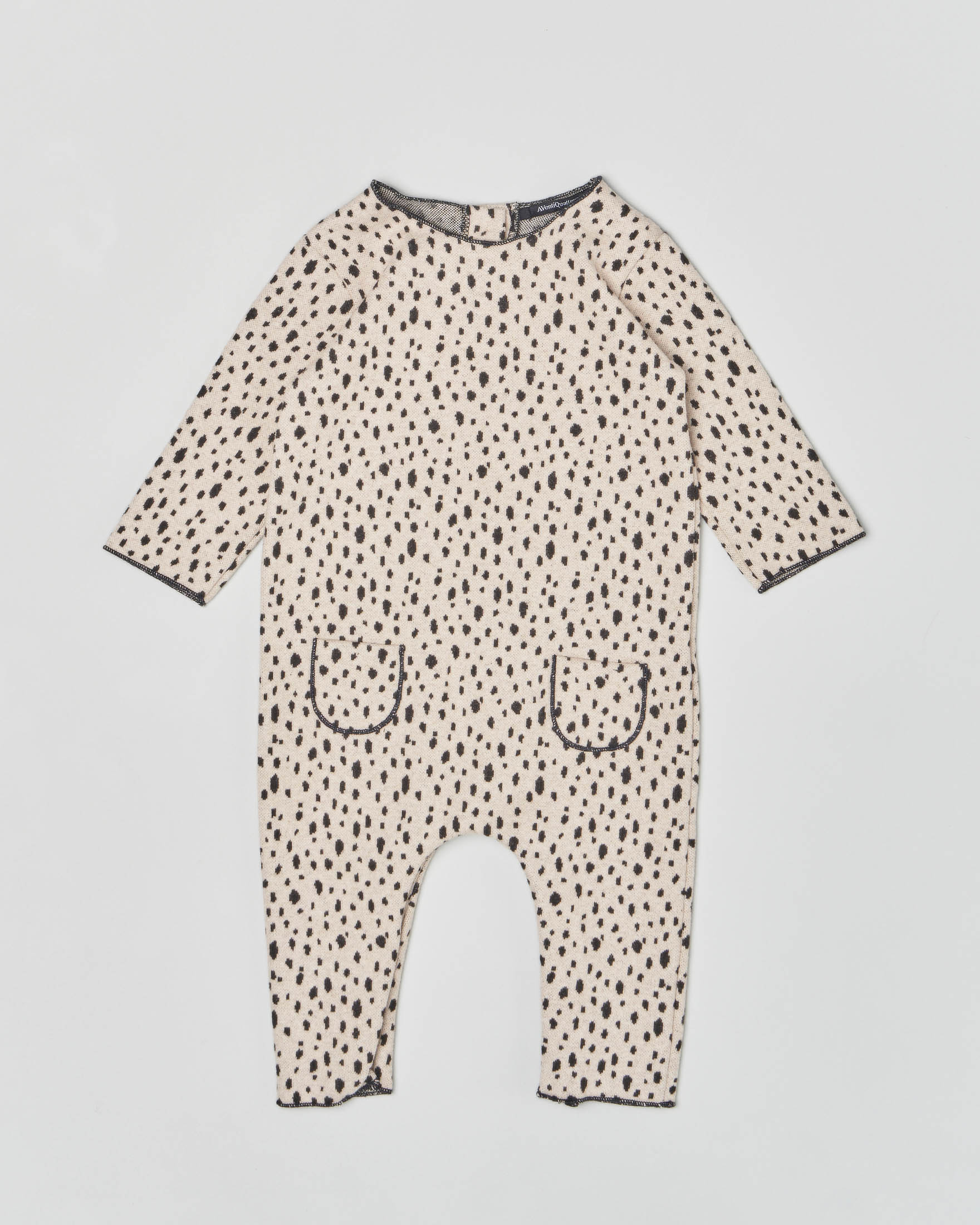 Tutina animalier in cotone con taschine sul davanti 3-9 mesi