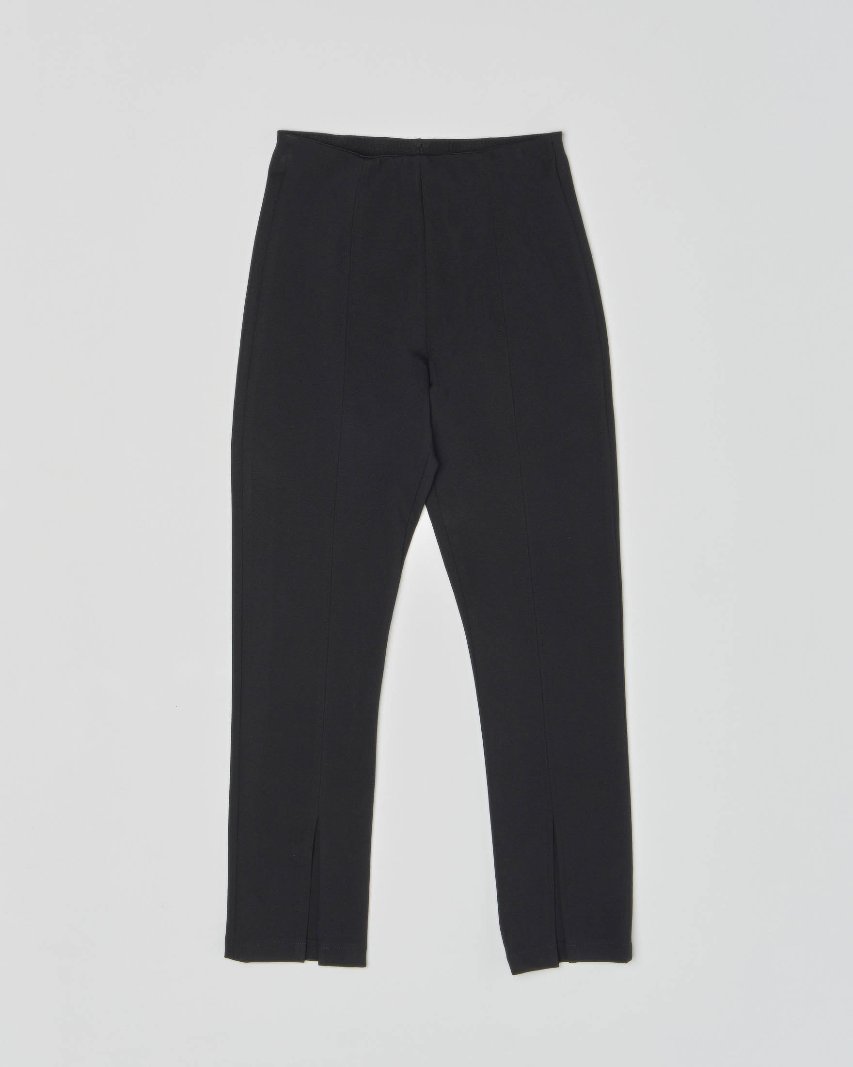 Pantalone nero in tessuto elasticizzato con spacco sul fondo 40-44