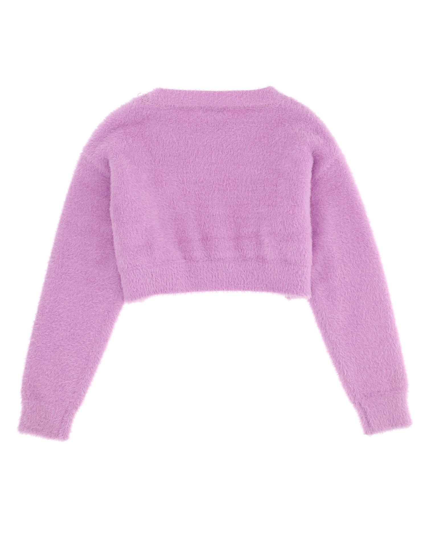 Maglia cropped lilla in tessuto effetto peluche con logo eyestar sul petto 4-6 anni image