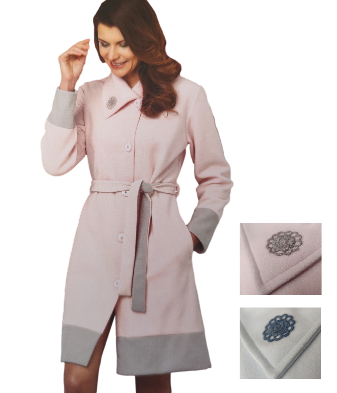Vestaglia Corta Donna Con Cappuccio – In Pile E Flanella, Scollo A V Con Cintura, Manica Lunga, Morbida E Calda Per L'Inverno - 2