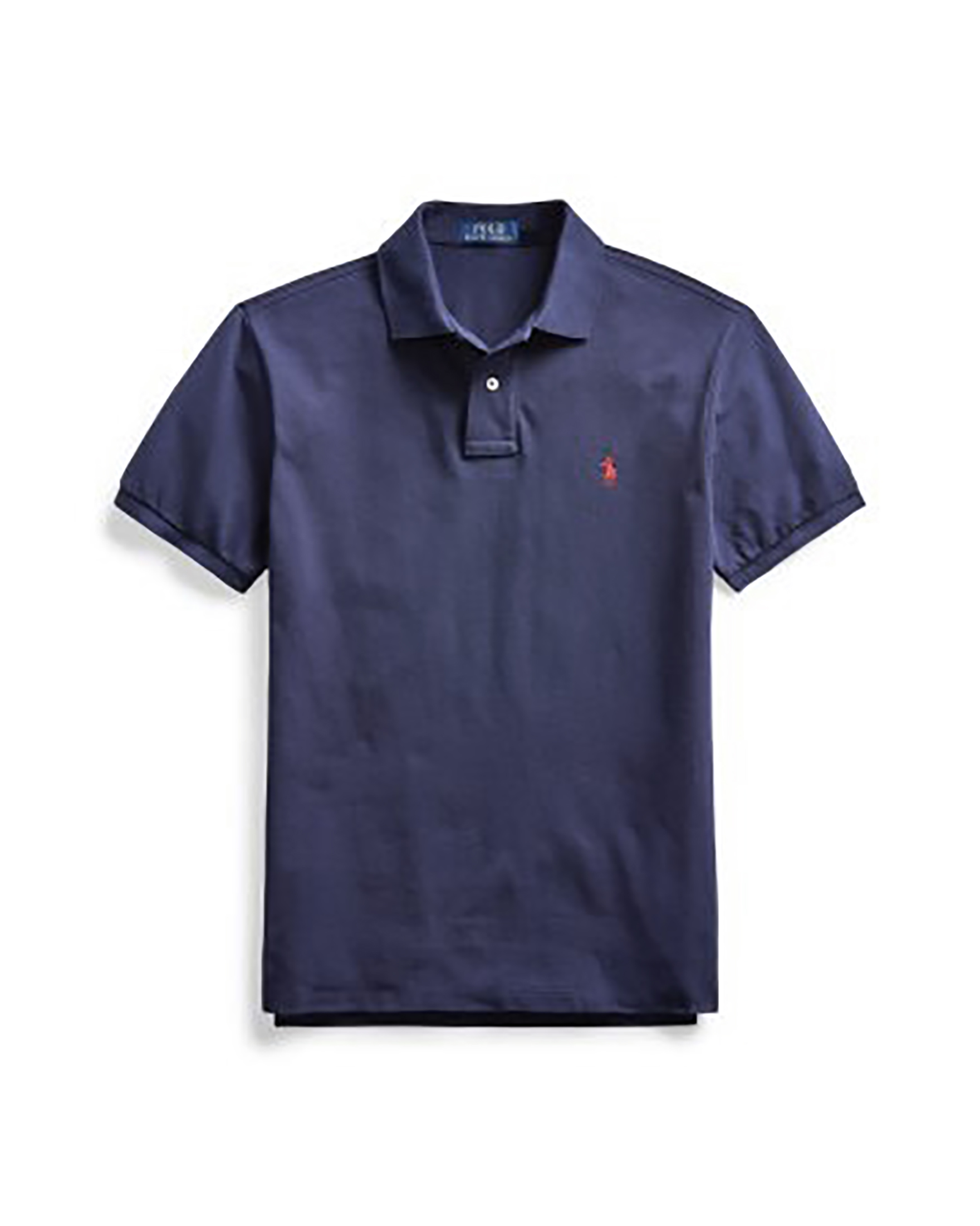 Polo blu mezza manica in piquè slim-fit