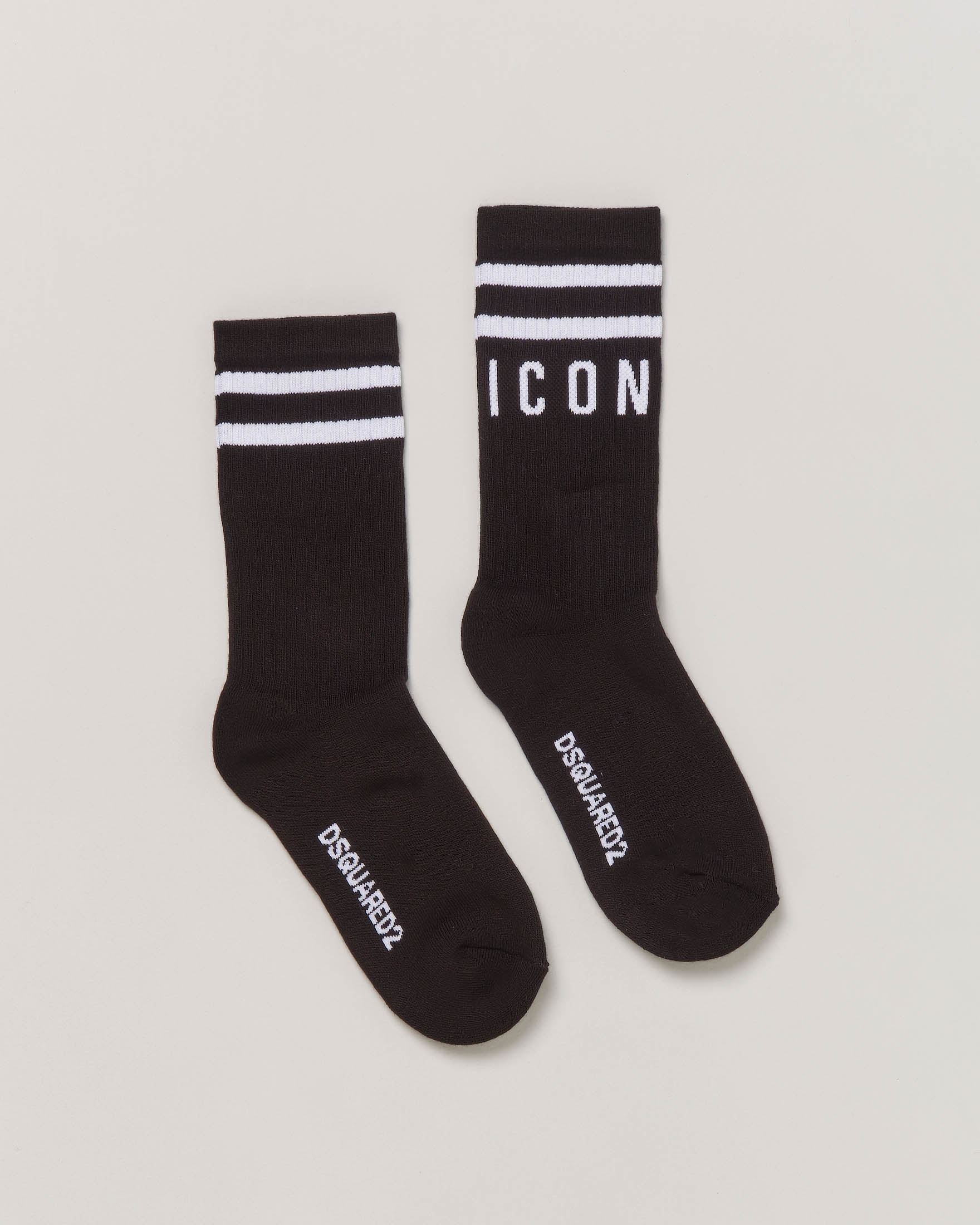 Calzini neri in spugna di cotone con scritta logo ICON