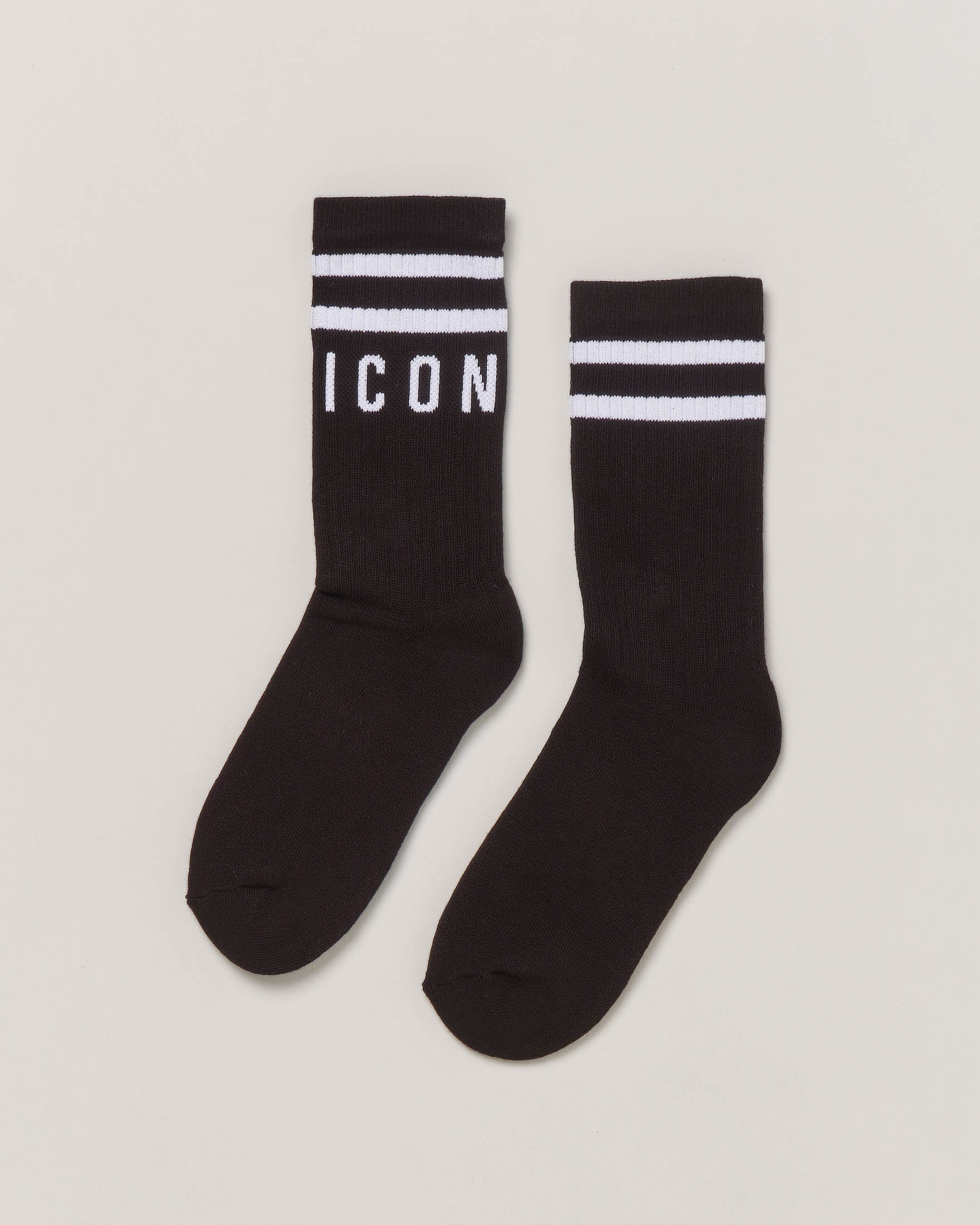 Calzini neri in spugna di cotone con scritta logo ICON
