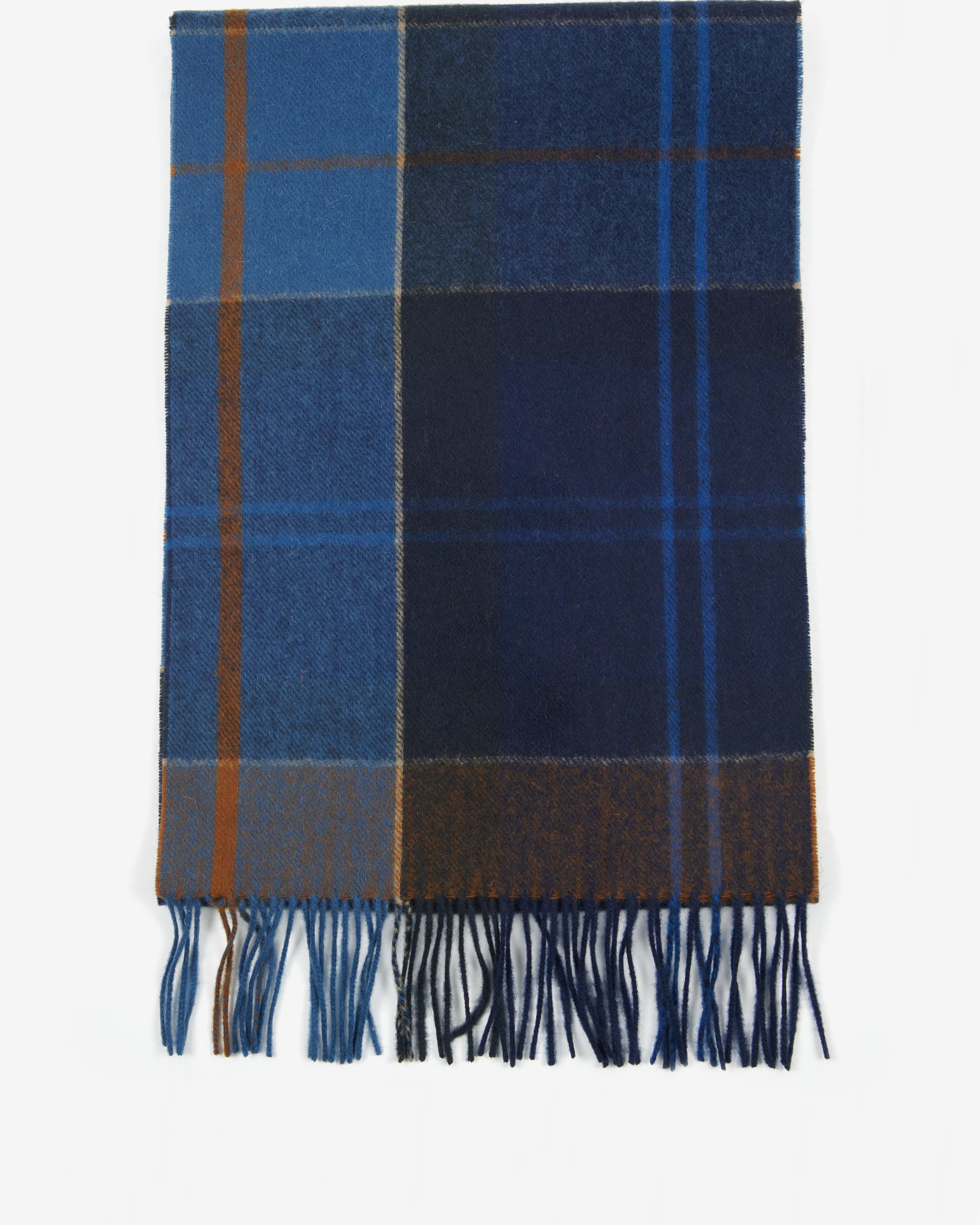 Sciarpa Barbour check blu indaco e ruggine in pura lana image