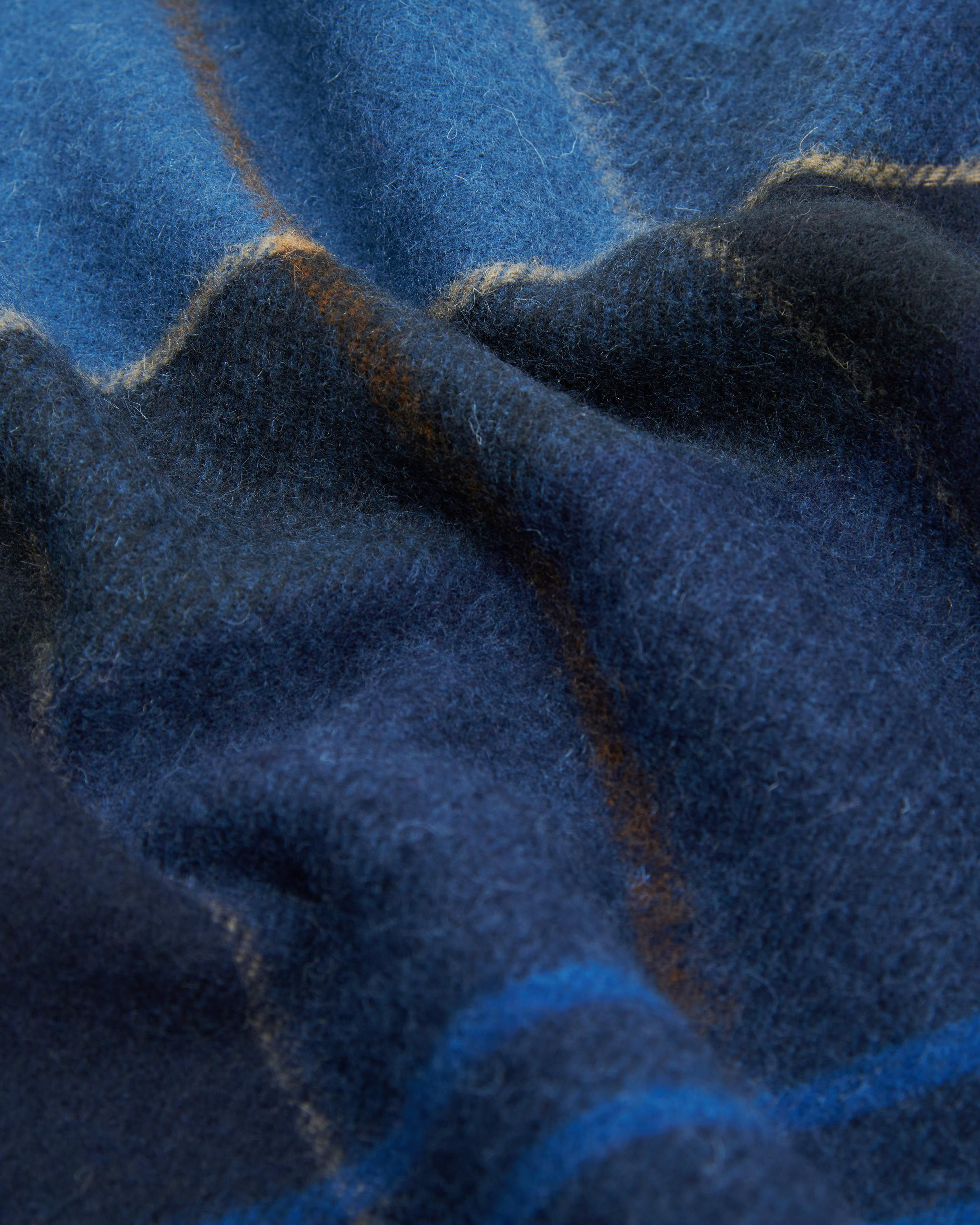 Sciarpa Barbour check blu indaco e ruggine in pura lana