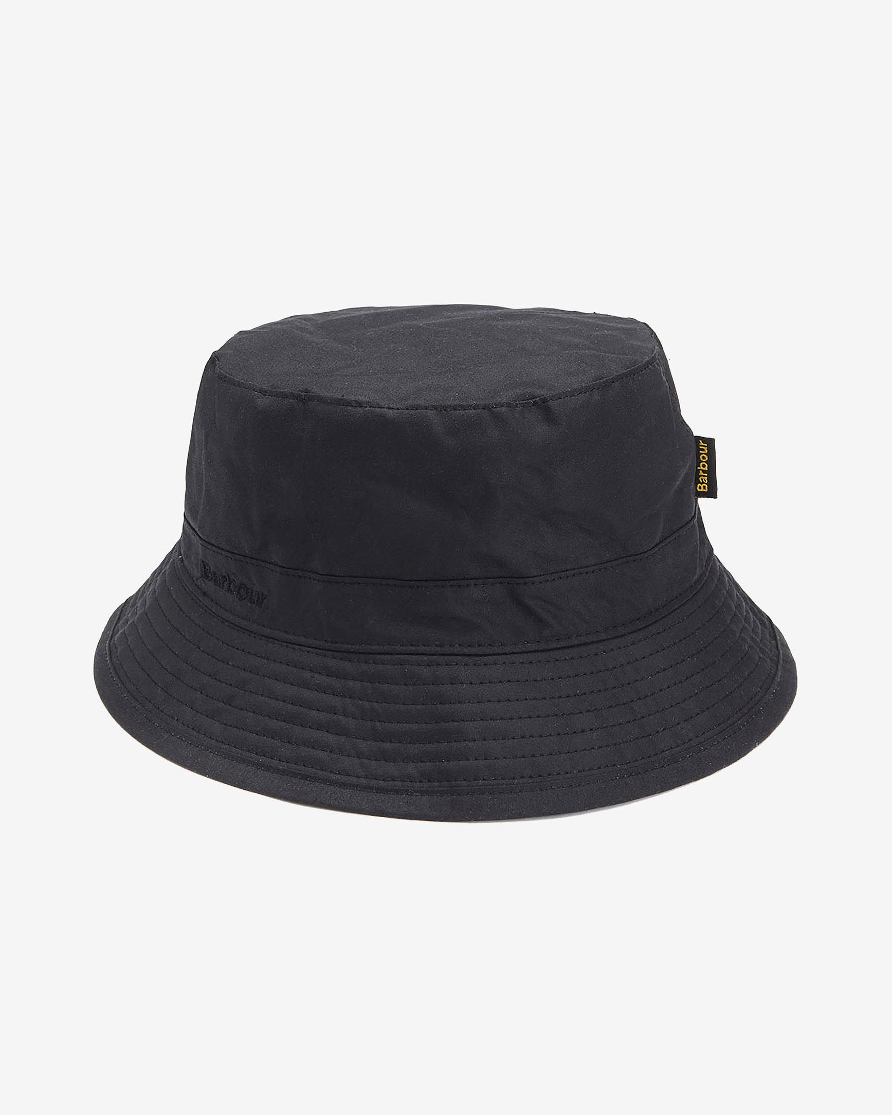 Berretto Barbour nero a pescatore in cotone cerato Pellizzari