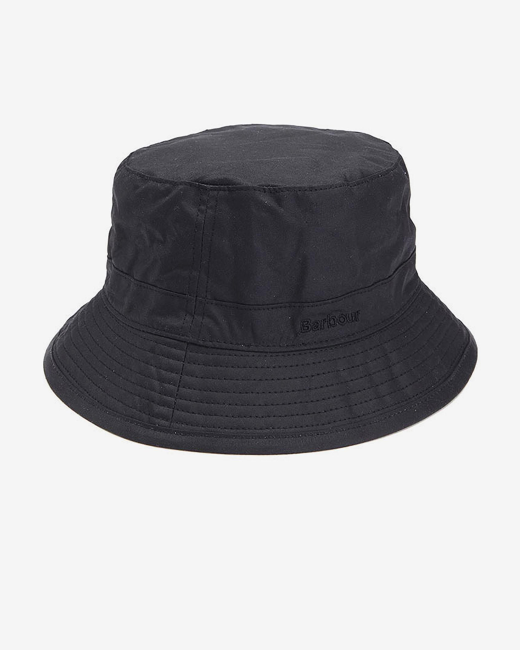 Berretto Barbour nero a pescatore in cotone cerato