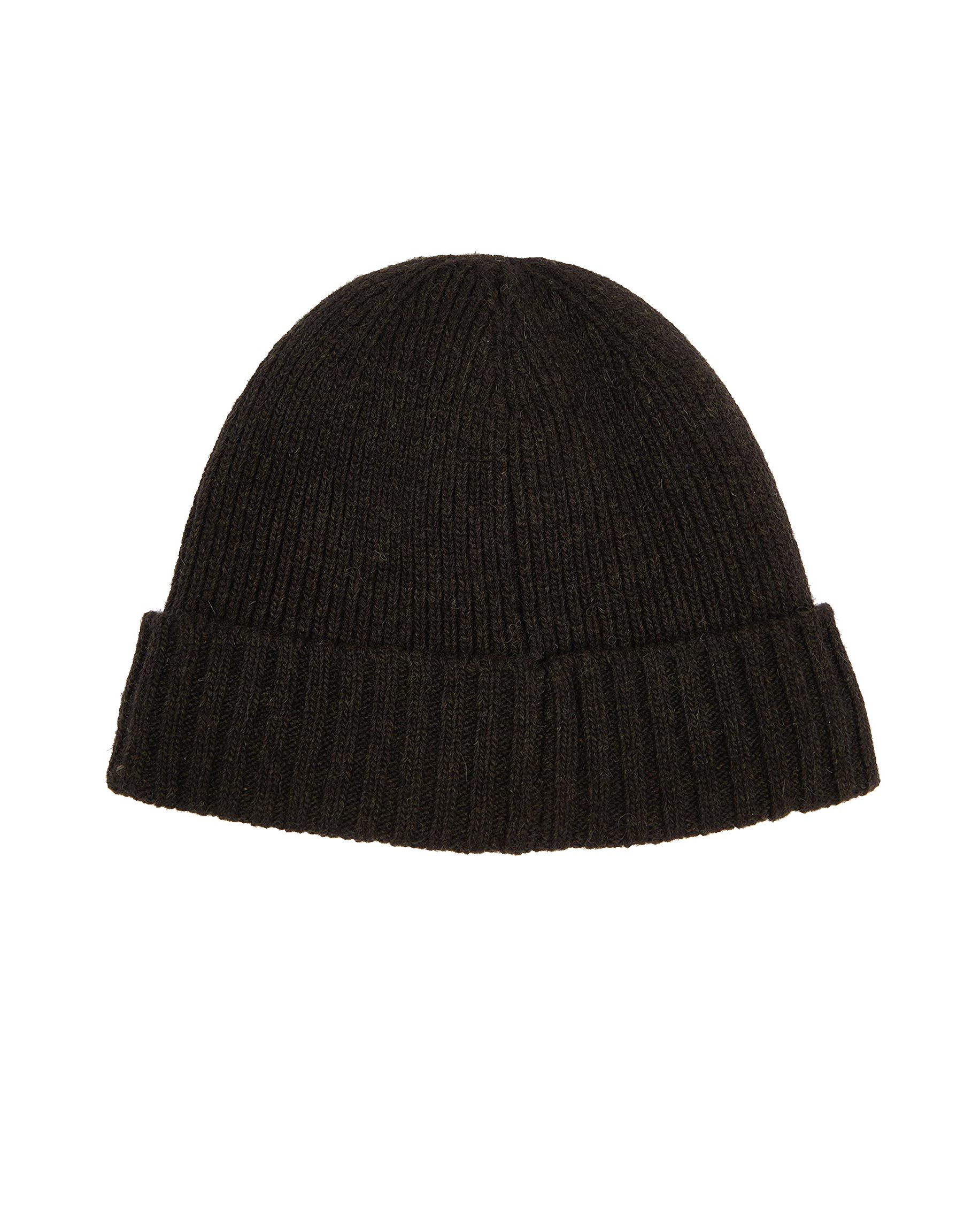 Berretto Barbour verde scuro in lana con risvolto e logo patch applicato