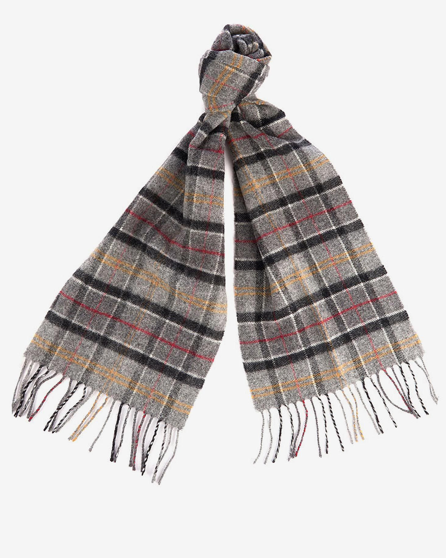 Sciarpa Barbour grigia tartan check in pura lana Pellizzari