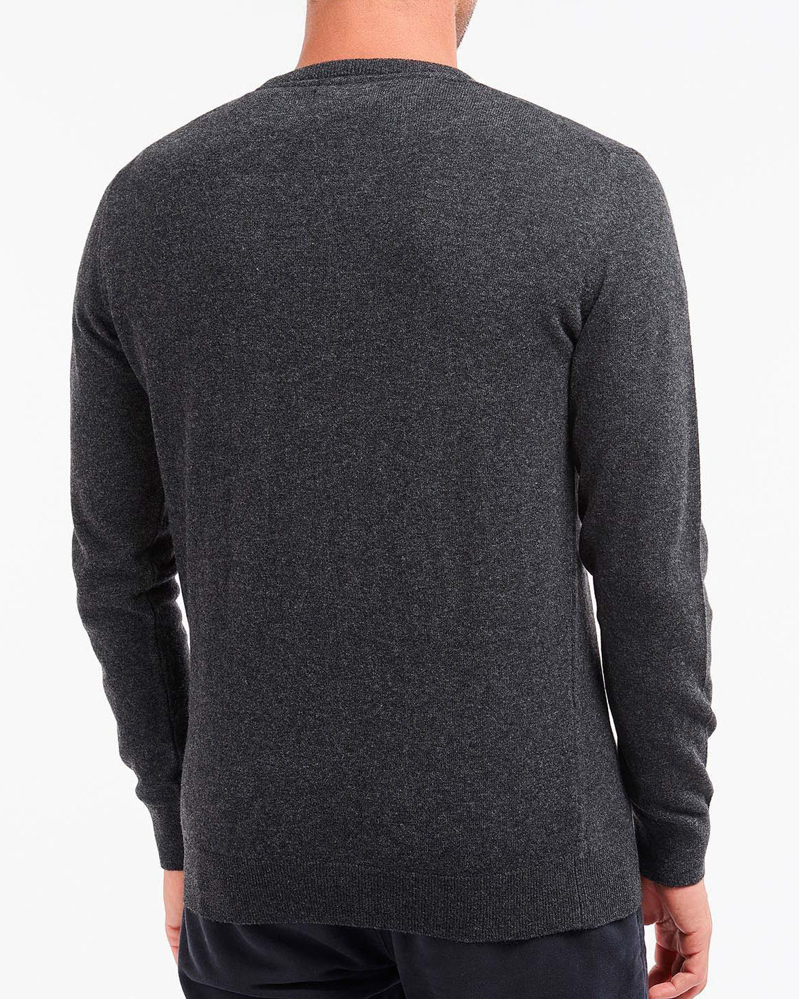 Maglia girocollo Barbour grigio antracite in pura lana image