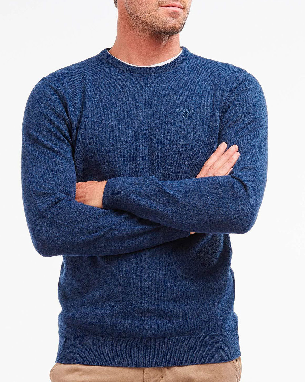 Maglia girocollo Barbour blu indaco in pura lana