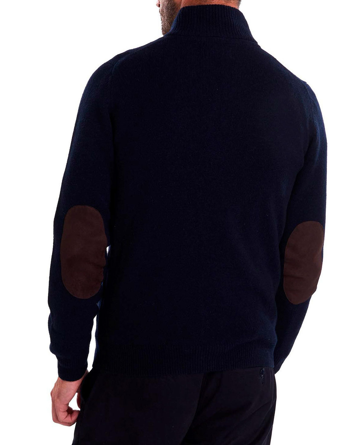 Maglione Barbour blu in pura lana con doppia chiusura zip e bottoni image