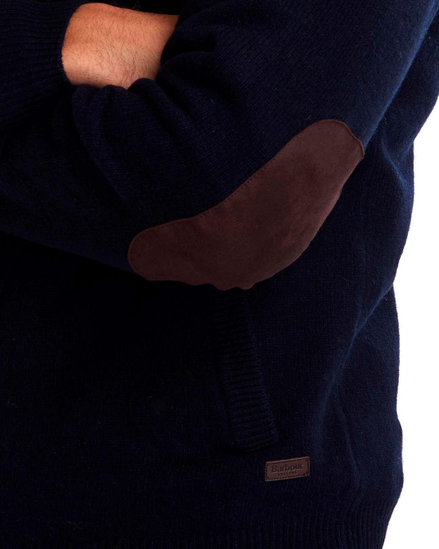 Maglione Barbour blu in pura lana con doppia chiusura zip e bottoni