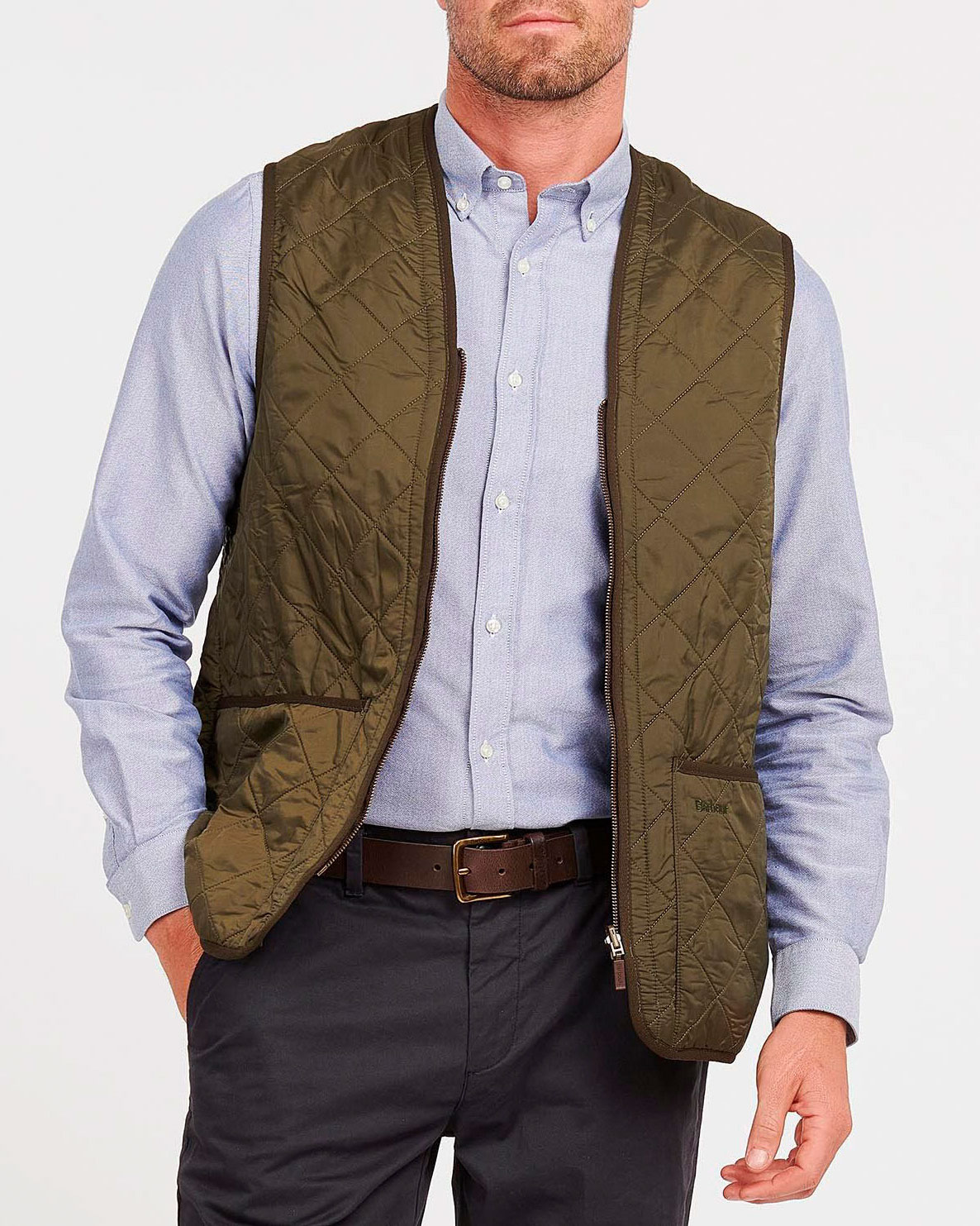 Gilet interno Barbour Polar Quilt verde militare trapuntato a rombi