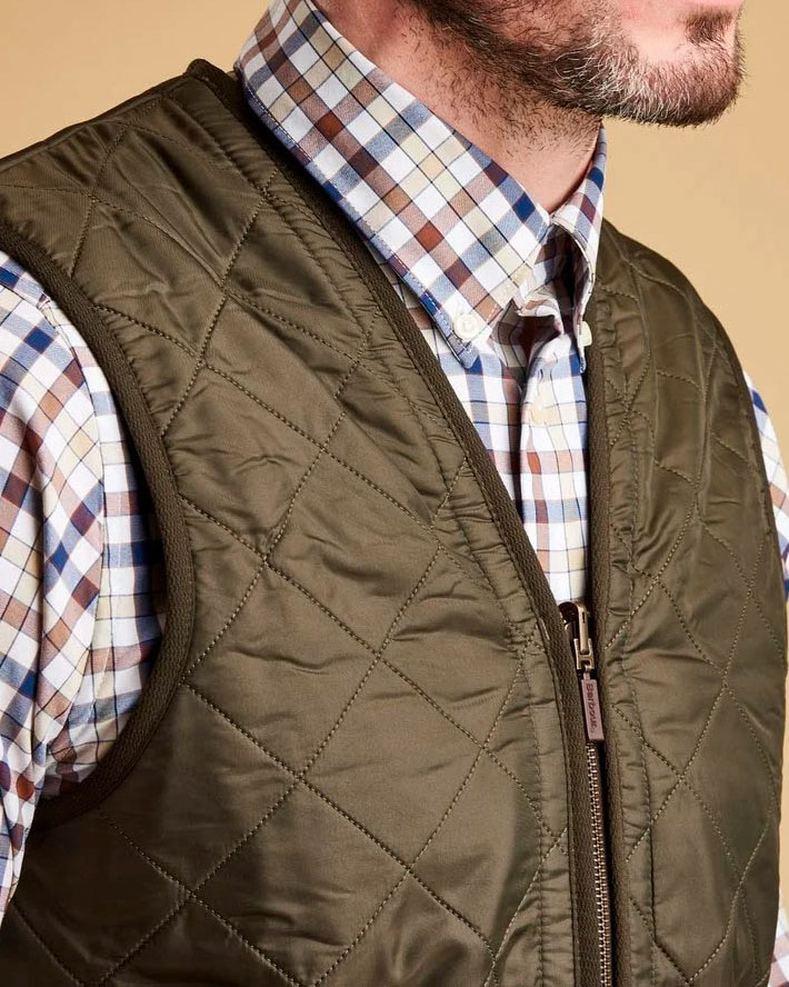 Gilet interno Barbour Polar Quilt verde militare trapuntato a rombi