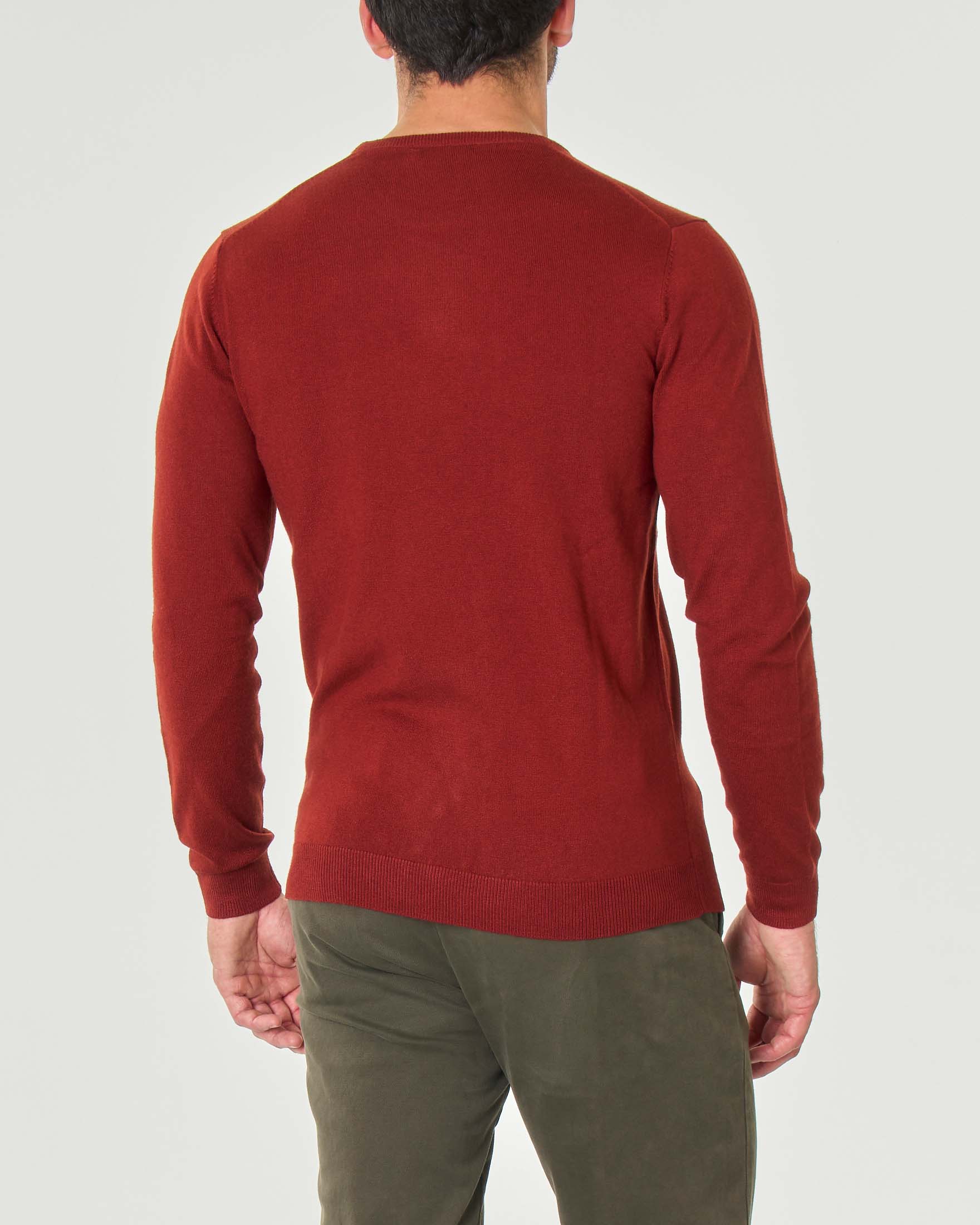 Maglia color caramello girocollo tinta unita in misto lana