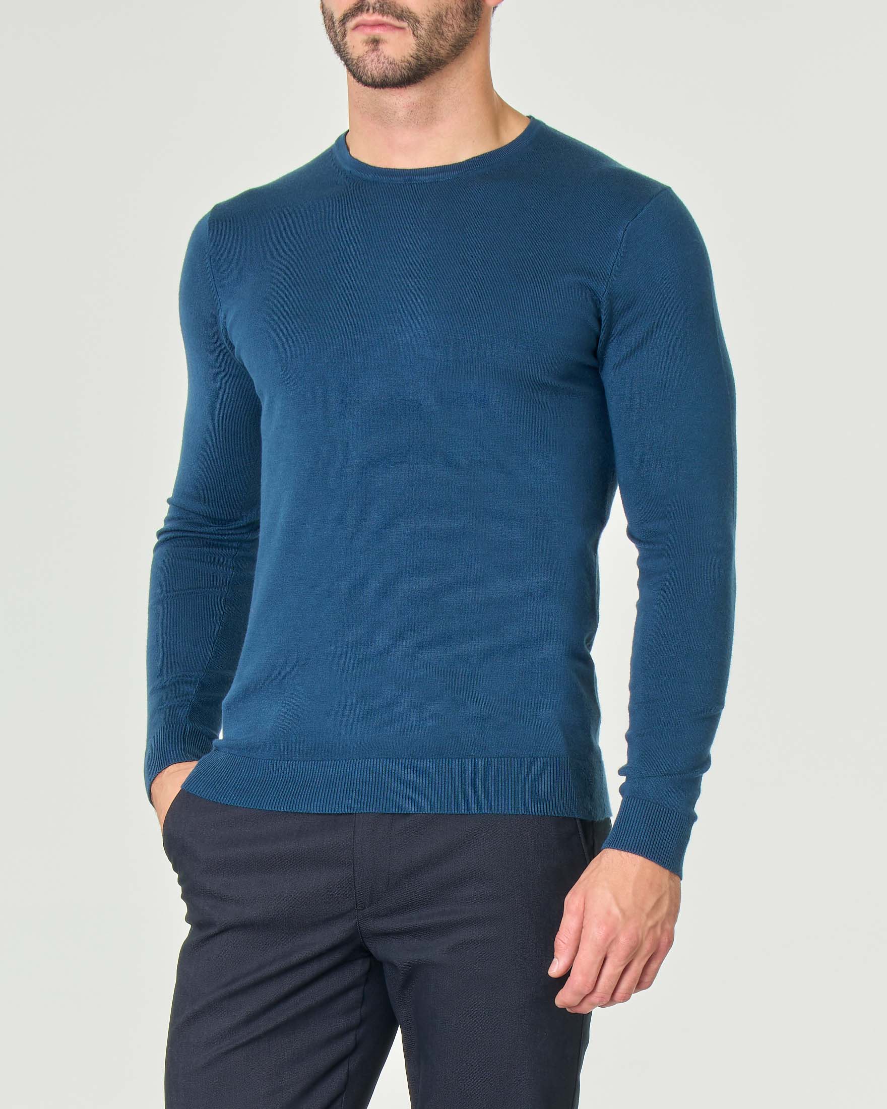 Maglia girocollo Paul Baker blu avio tinta unita