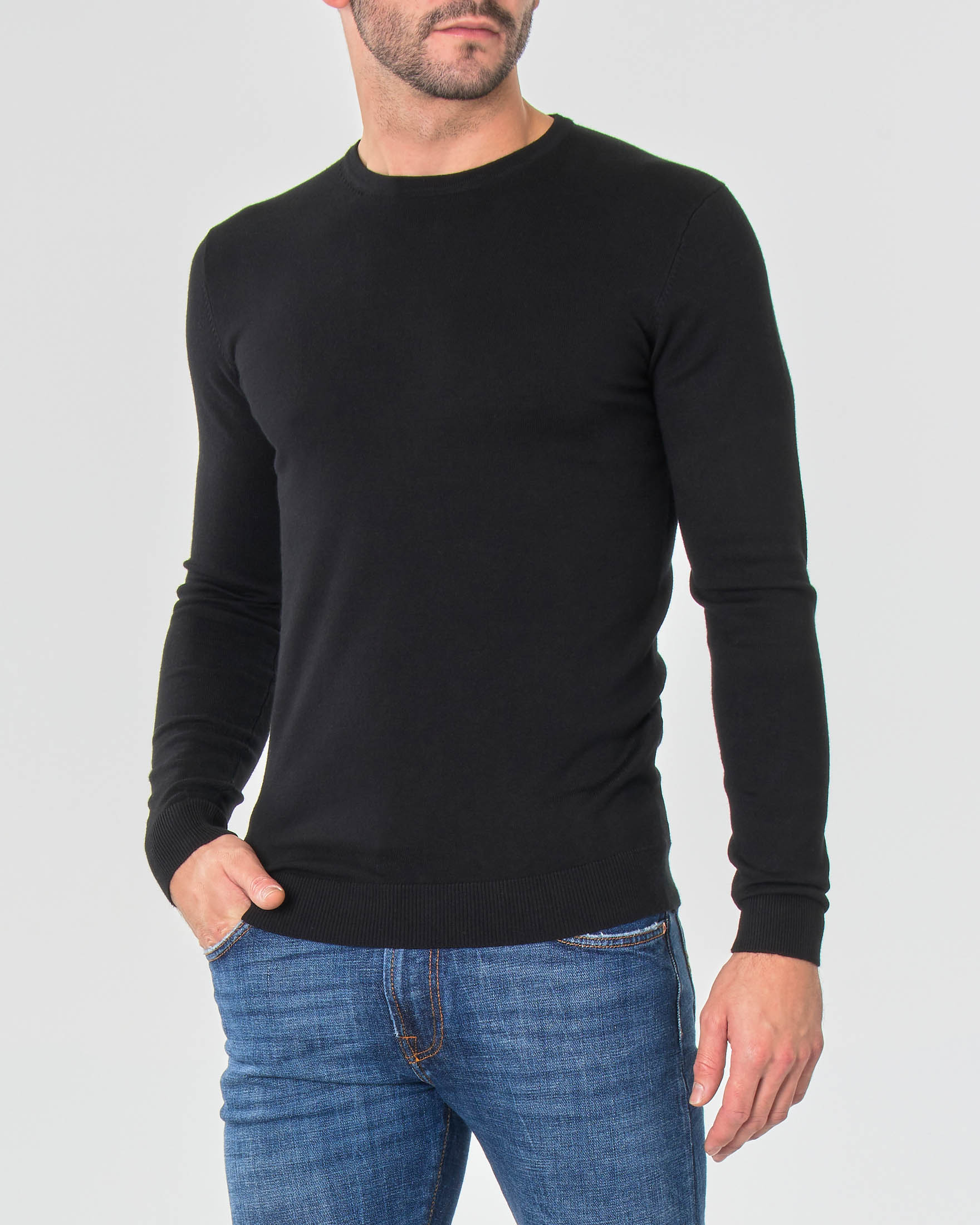 Maglia girocollo Paul Baker nera tinta unita