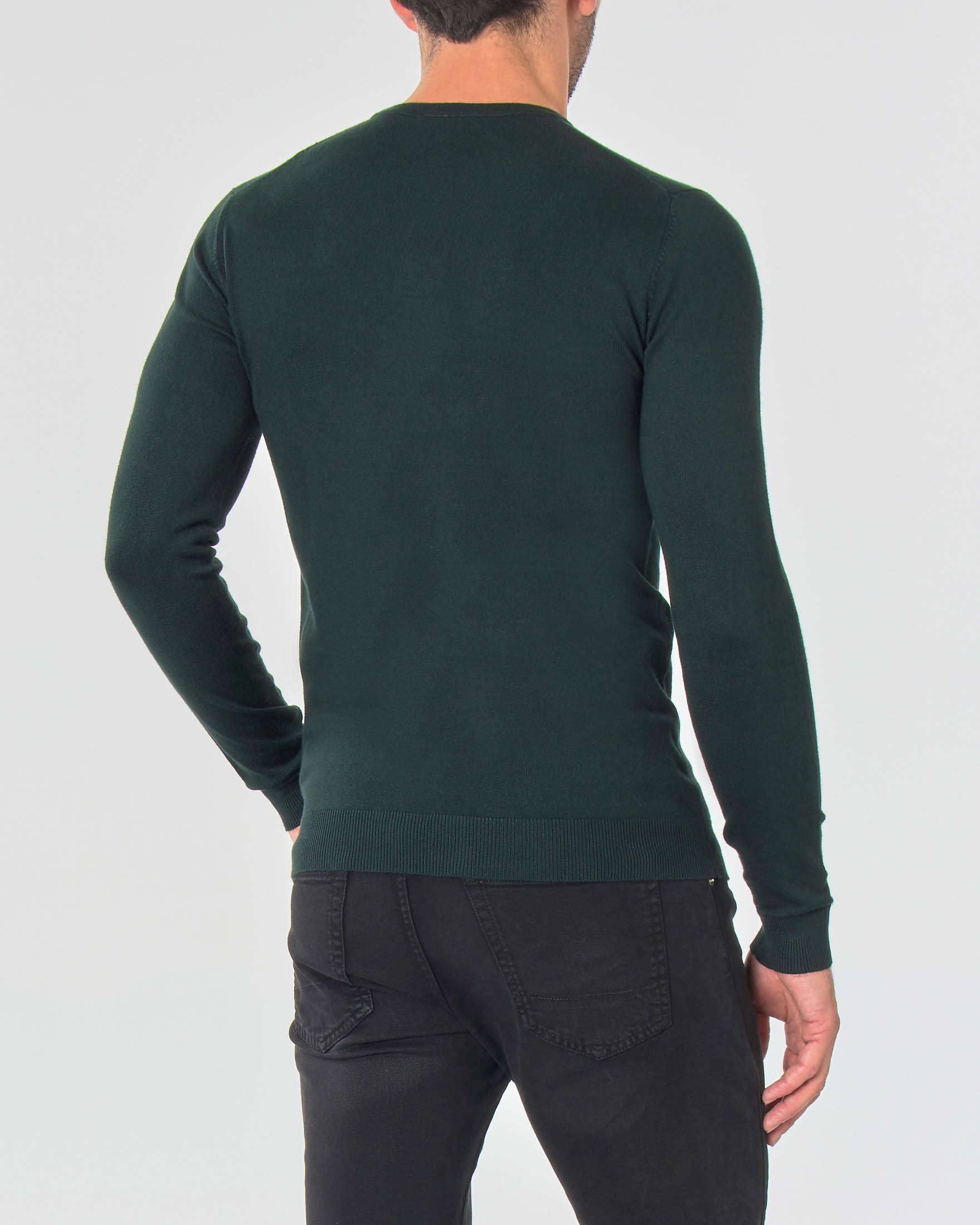 Maglia girocollo Paul Baker verde scuro tinta unita