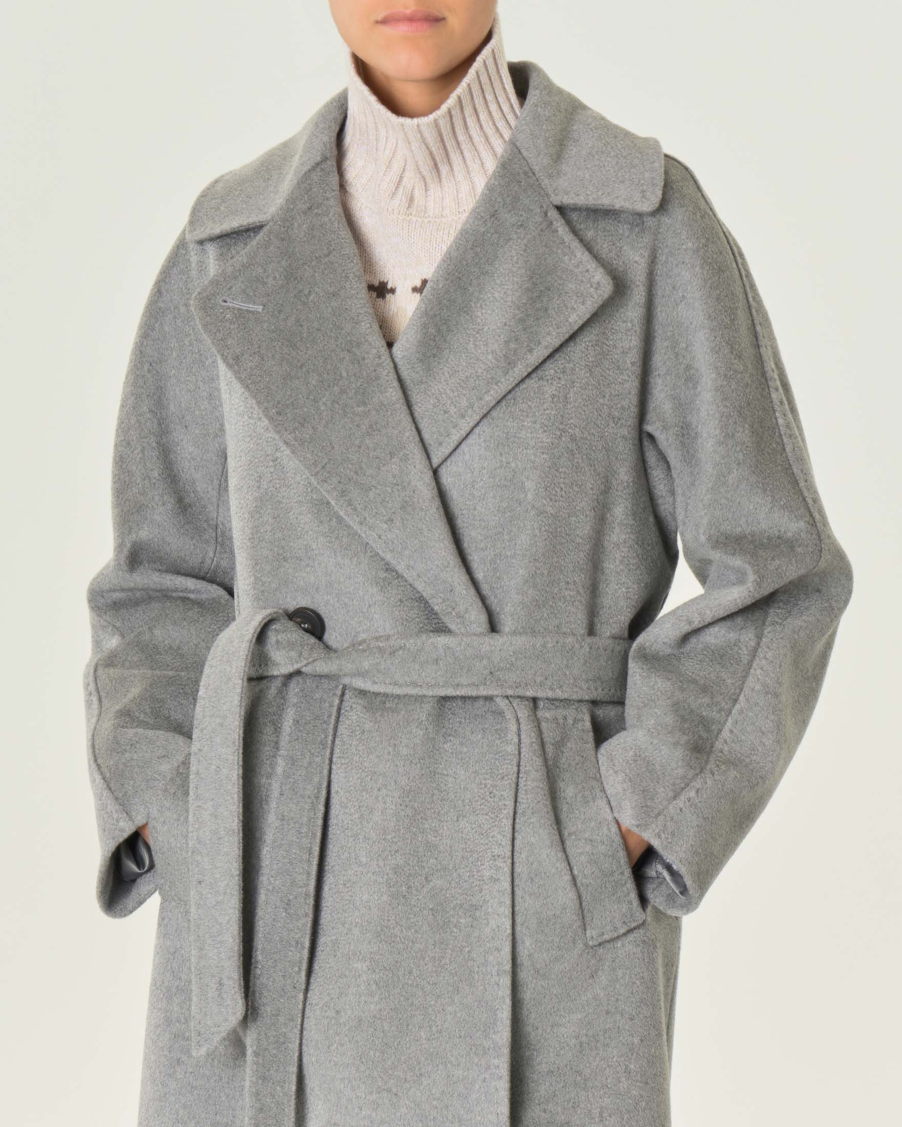 Cappotto donna grigio chiaro in lana double MaxMara S VENICE 070 - Bibas