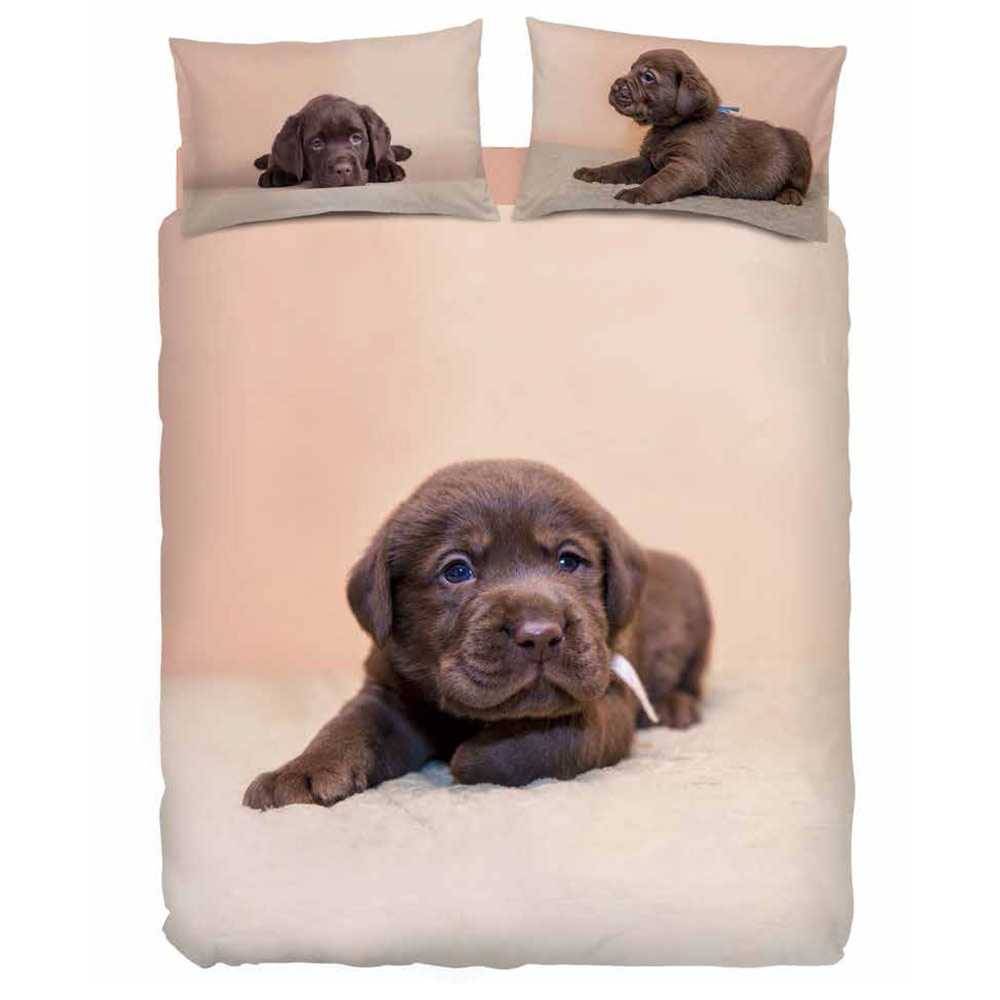 Bassetti Labrador Puppies Single Duvet Cover Chocolate color