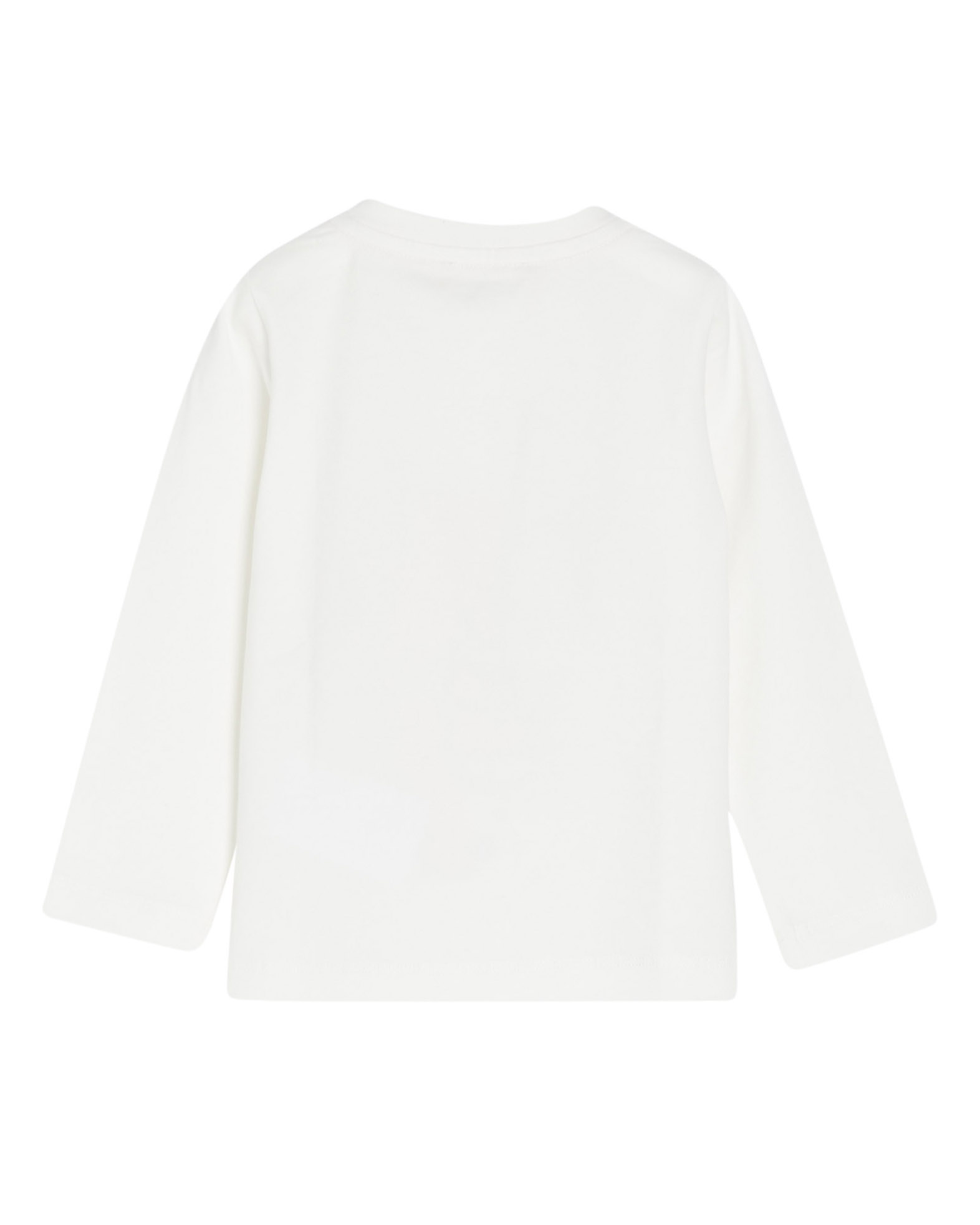 T-shirt bianca a manica lunga in cotone stretch con stampa grafica e strass 3-7 anni image