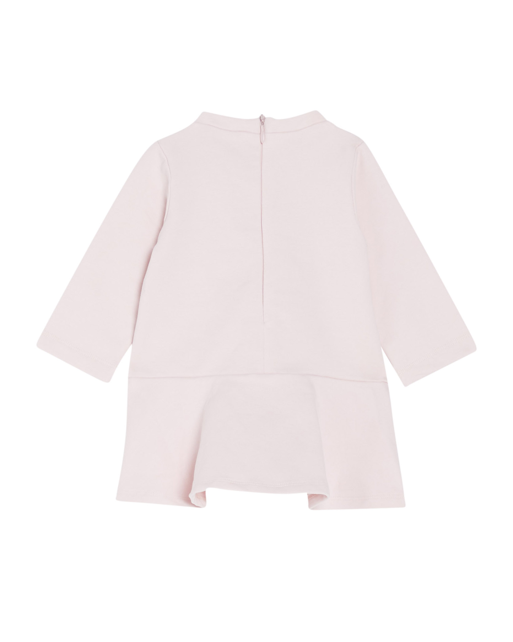 Abito rosa in felpa con balza sul fondo e ricamo gattino glietterato 6-18 mesi image