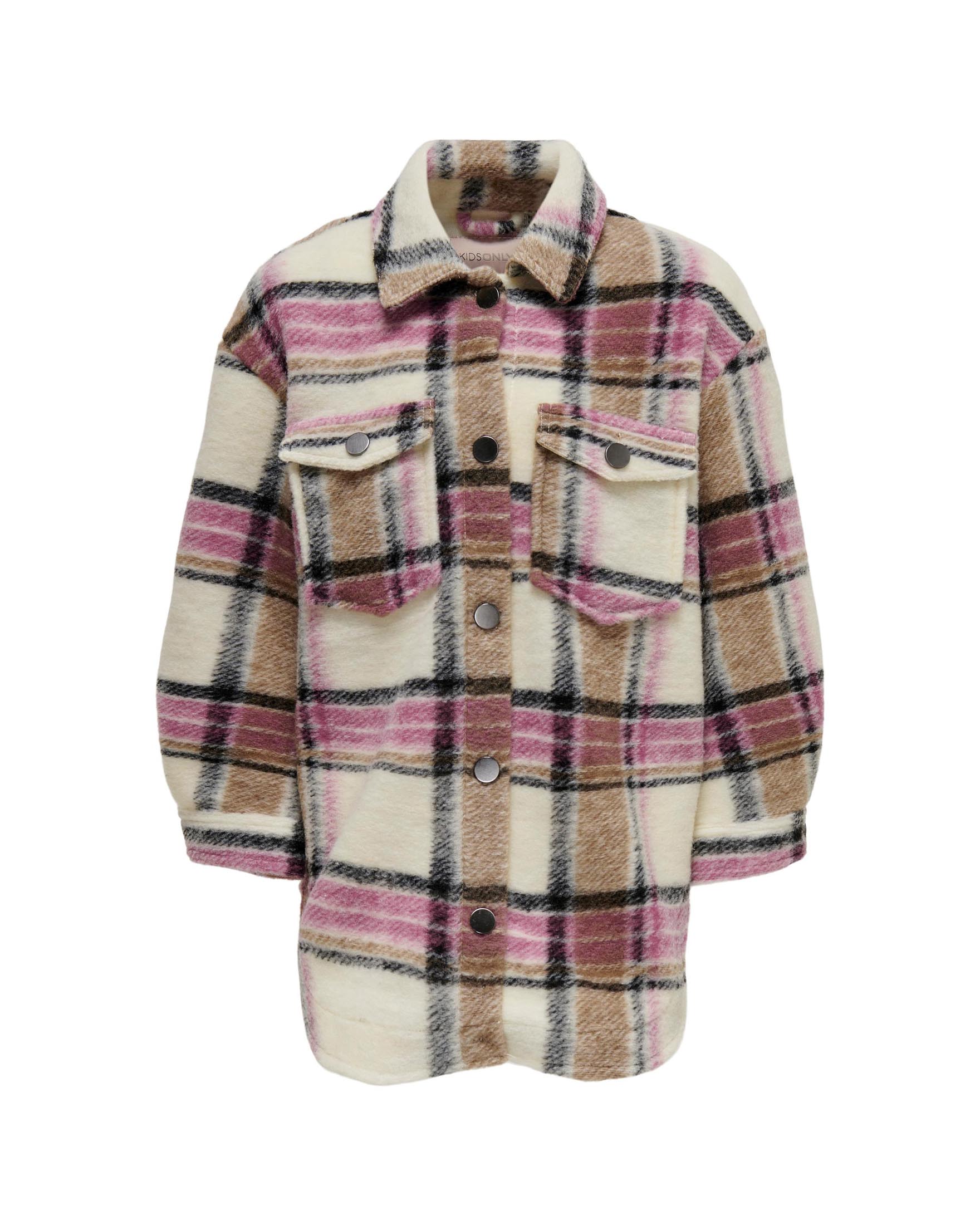 Giacca camicia a check rosa e beige con tasche applicate 10-14 anni