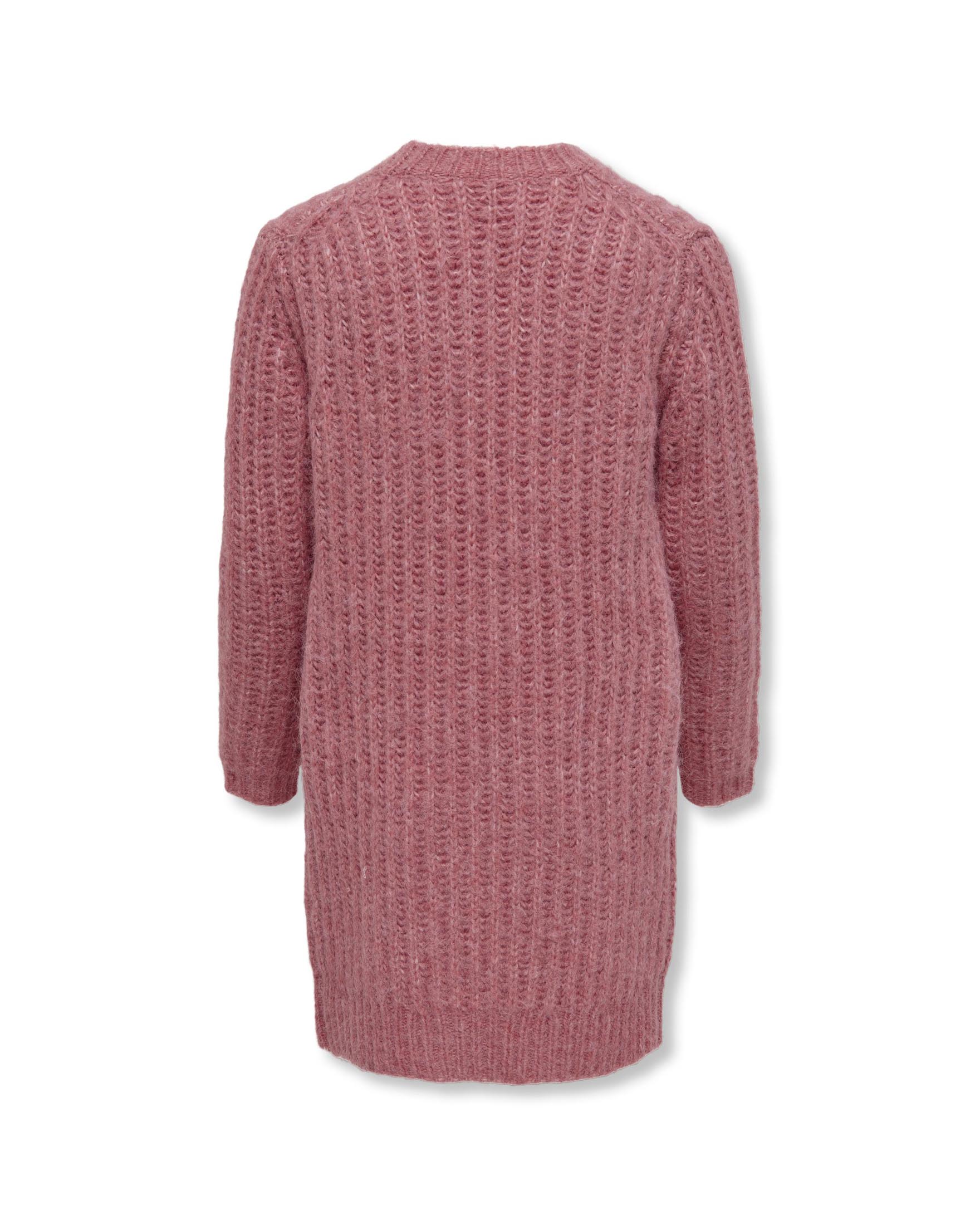 Cardigan lungo rosa antico in misto lana a punto pannocchia 8-14 anni