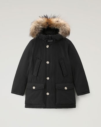 Arctic Parka HC Woolrich nero con cappuccio e pelliccia in procione removibili 